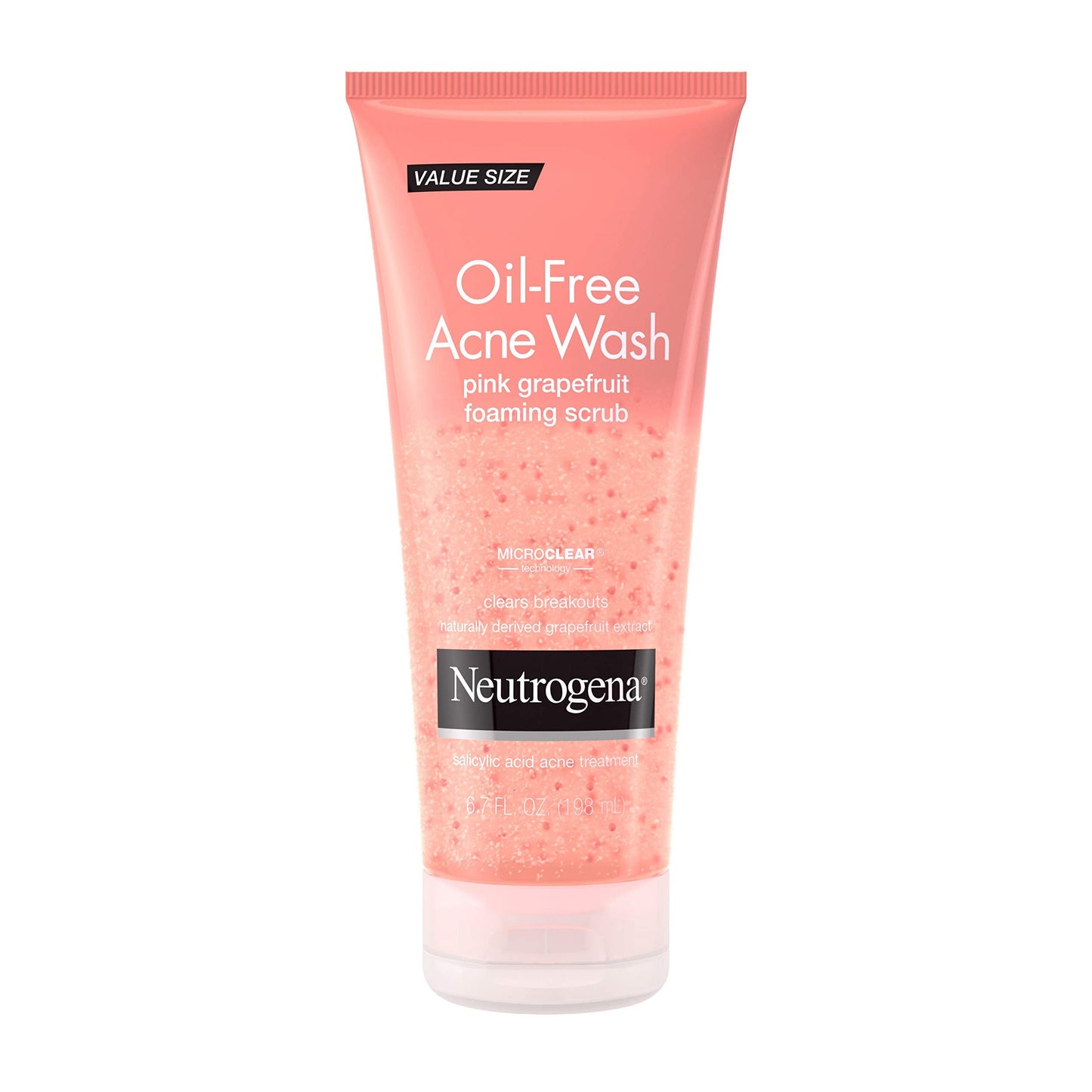 Neutrogena Oil-Free Pink Grapefruit Acne Face Wash with Vitamin C & 2% Salicylic Acid, Gentle Foaming Scrub for Breakouts, 6.7 fl. oz