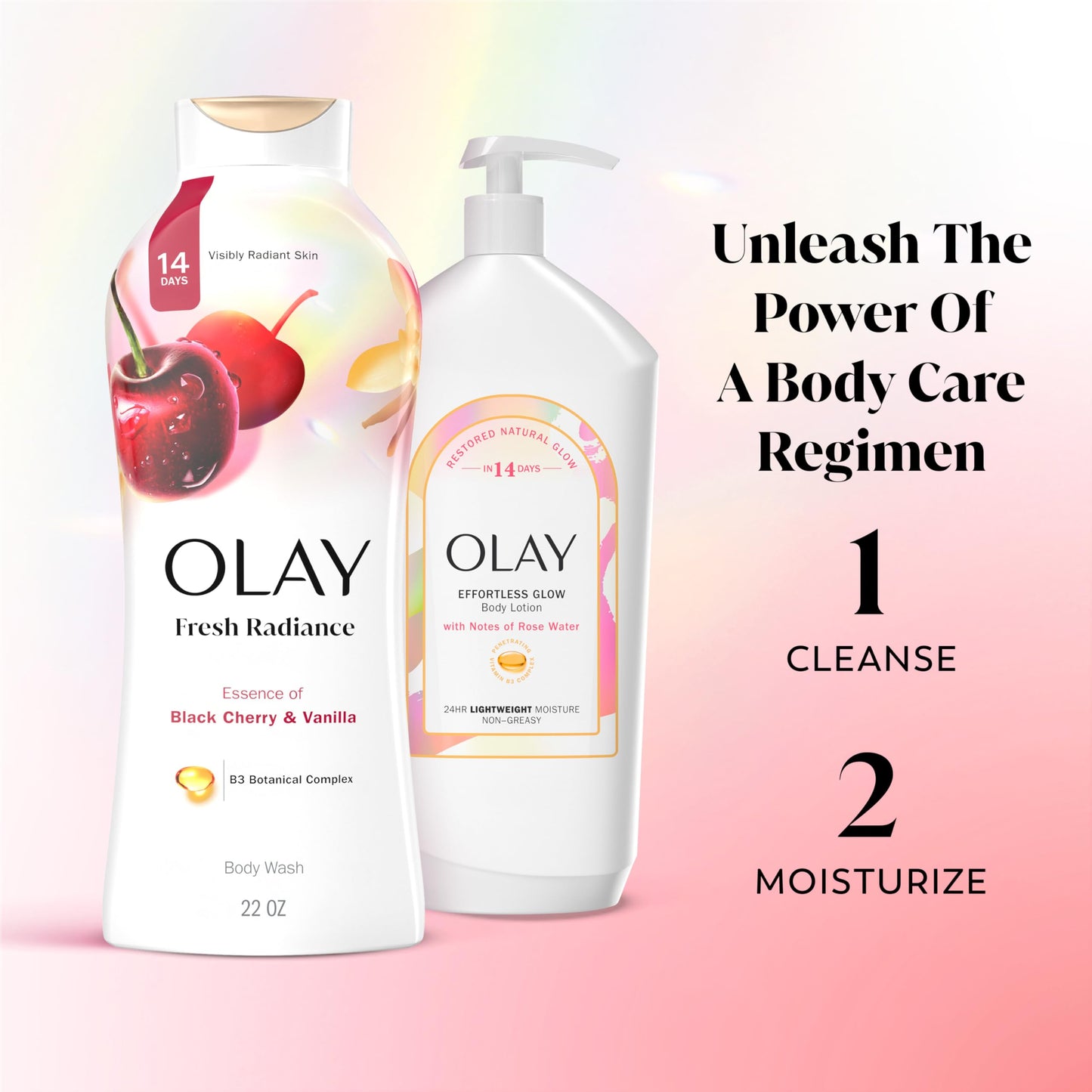 Olay Fresh Radiance Body Wash for Women, Plant-Based Cleanser with B3 Botanical Complex, Black Cherry & Vanilla, 22 fl oz, All Skin Types