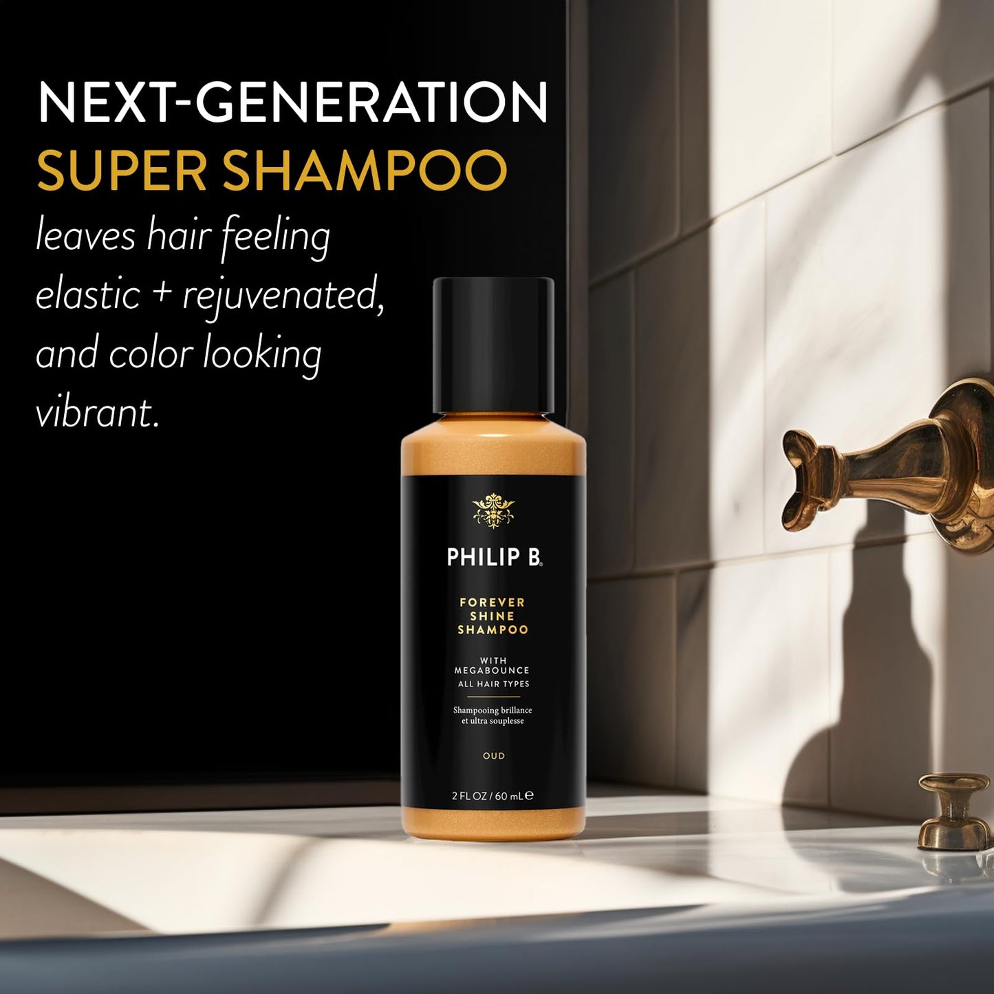 PHILIP B Forever Shine Shampoo 2 fl oz – Volumizing Cleanser with Pure Oud, Smooths Hair, Adds Gloss & Reduces Frizz for All Hair Types