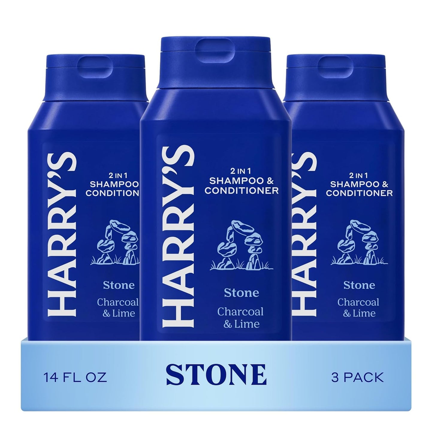 Harry's Men's 2 in 1 Shampoo and Conditioner for All Hair Types - New Stone Scent - (3 Pack) 14 fl oz - No Parabens or Sulfates