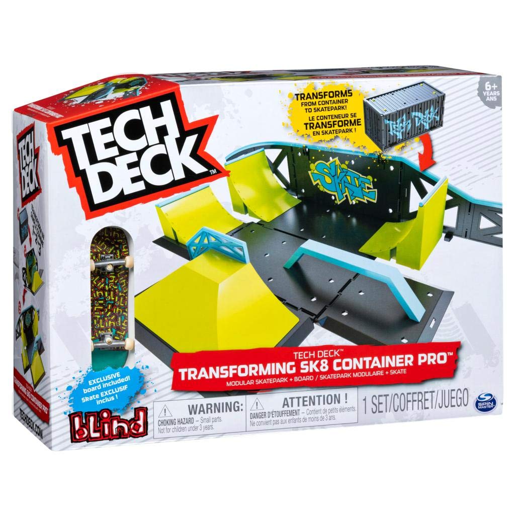 Tech Deck, Transforming SK8 Container Pro Modular Skatepark with Exclusive Fingerboard, Kids Toy for Ages 6 and Up (Styles May Vary)