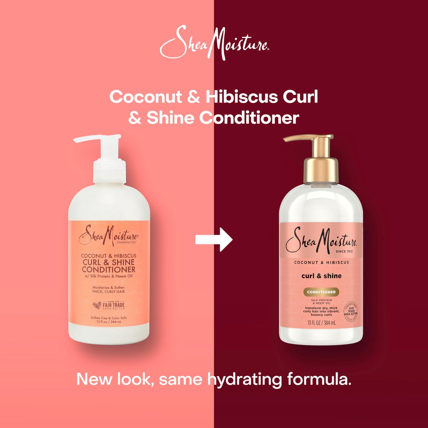 SheaMoisture Curl & Shine Conditioner Coconut & Hibiscus, for Thick, Curly Hair to Moisturize & Soften, 13 oz
