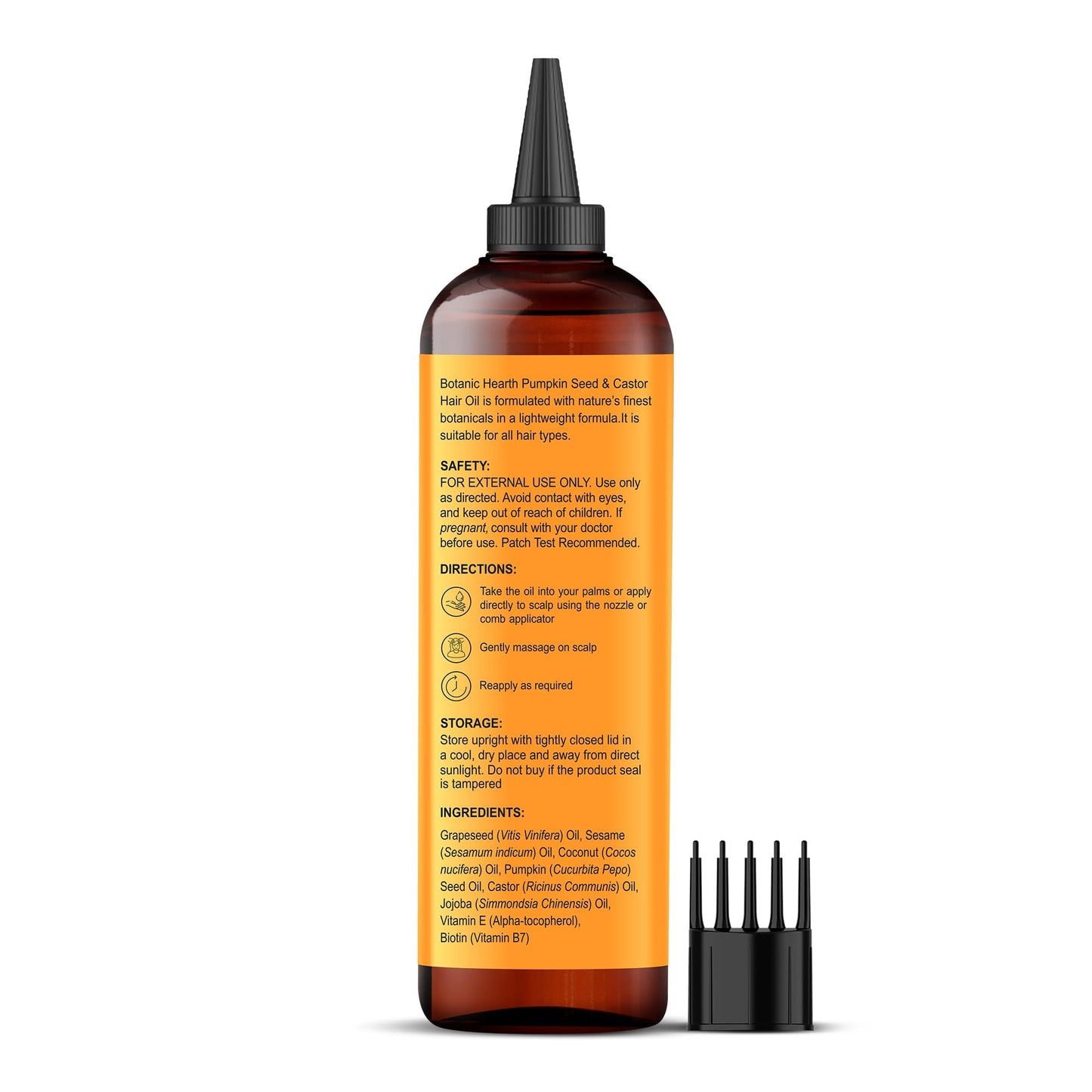 Botanic Hearth Pumpkin Castor Oil for Hair Growth | 100% Pure Oil with Pumpkin, Castor & Biotin | Repairs, Strengthens & Nourishes Dry Hair, 6.7 fl oz