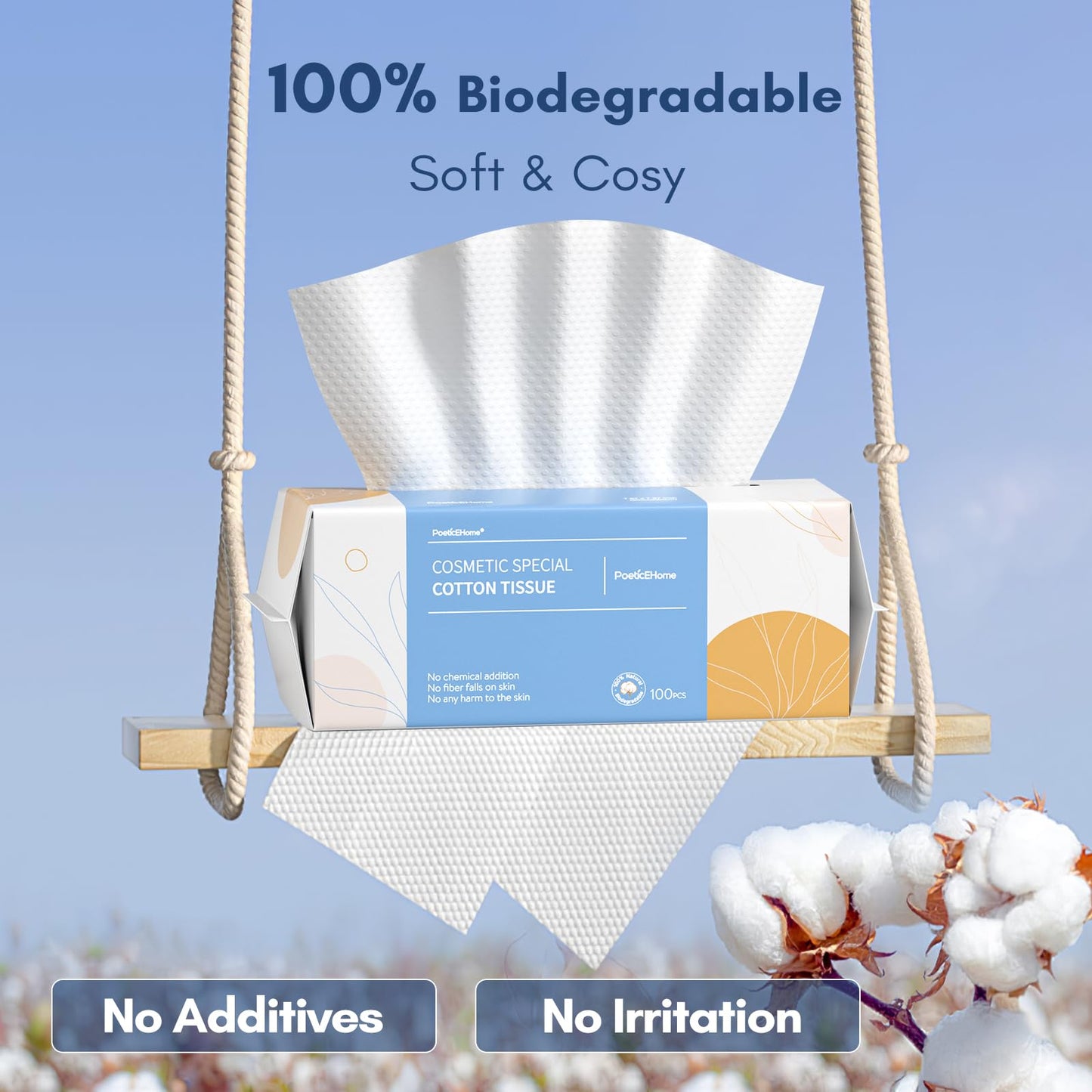 PoeticEHome 100% Cotton Soft Dry Wipes 6 Pack, Lint-Free Facial Towels, Extra Thick, Disposable, Dry/Wet Use for Skin & Cleaning (600ct)