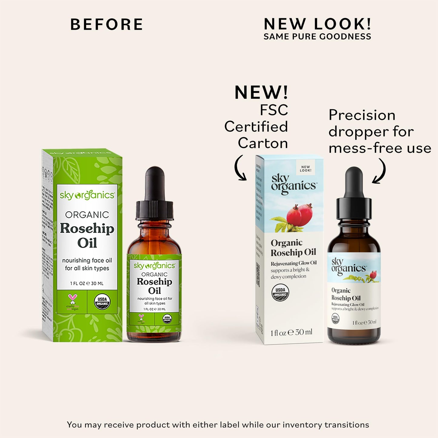 Sky Organics Organic Rosehip Oil (1oz) – 100% Pure Cold-Pressed Rosehip Seed Oil for Radiant Skin, Hair & Acne, Anti-Aging Antioxidant Face Oil