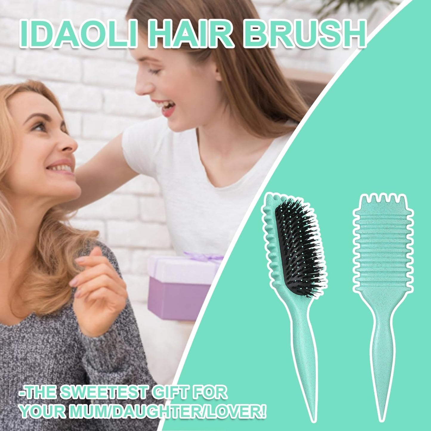 iDAOLI Curl Defining Hair Brush, 2025 Flash Hair Styling Brush for Curly Hair, Shaping & Defining Curls for Women(Green)