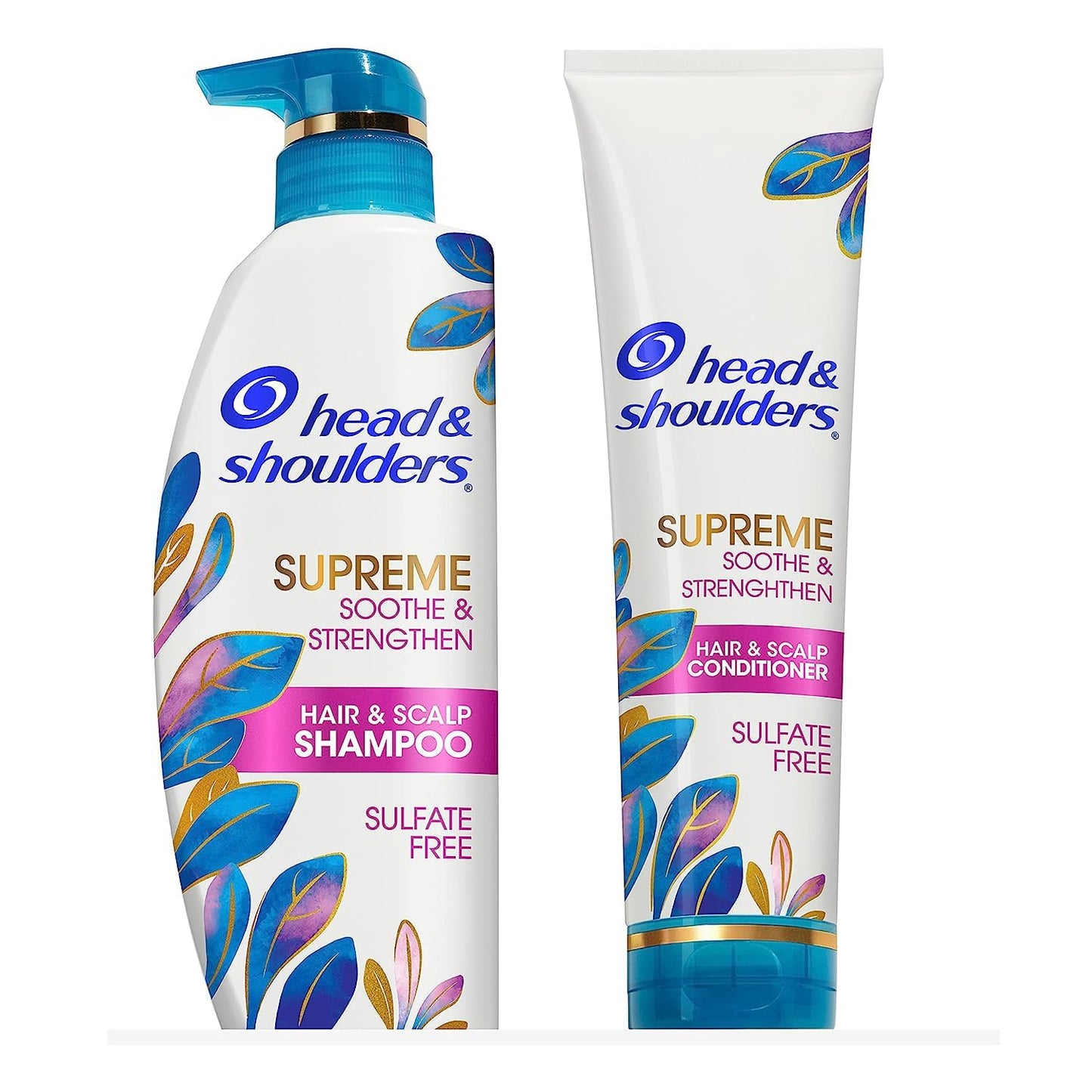 Head & Shoulders Supreme Sulfate-Free Shampoo & Conditioner Set with Argan Oil & Rose Essence, Dry Scalp & Dandruff Treatment, 21.2 Fl Oz