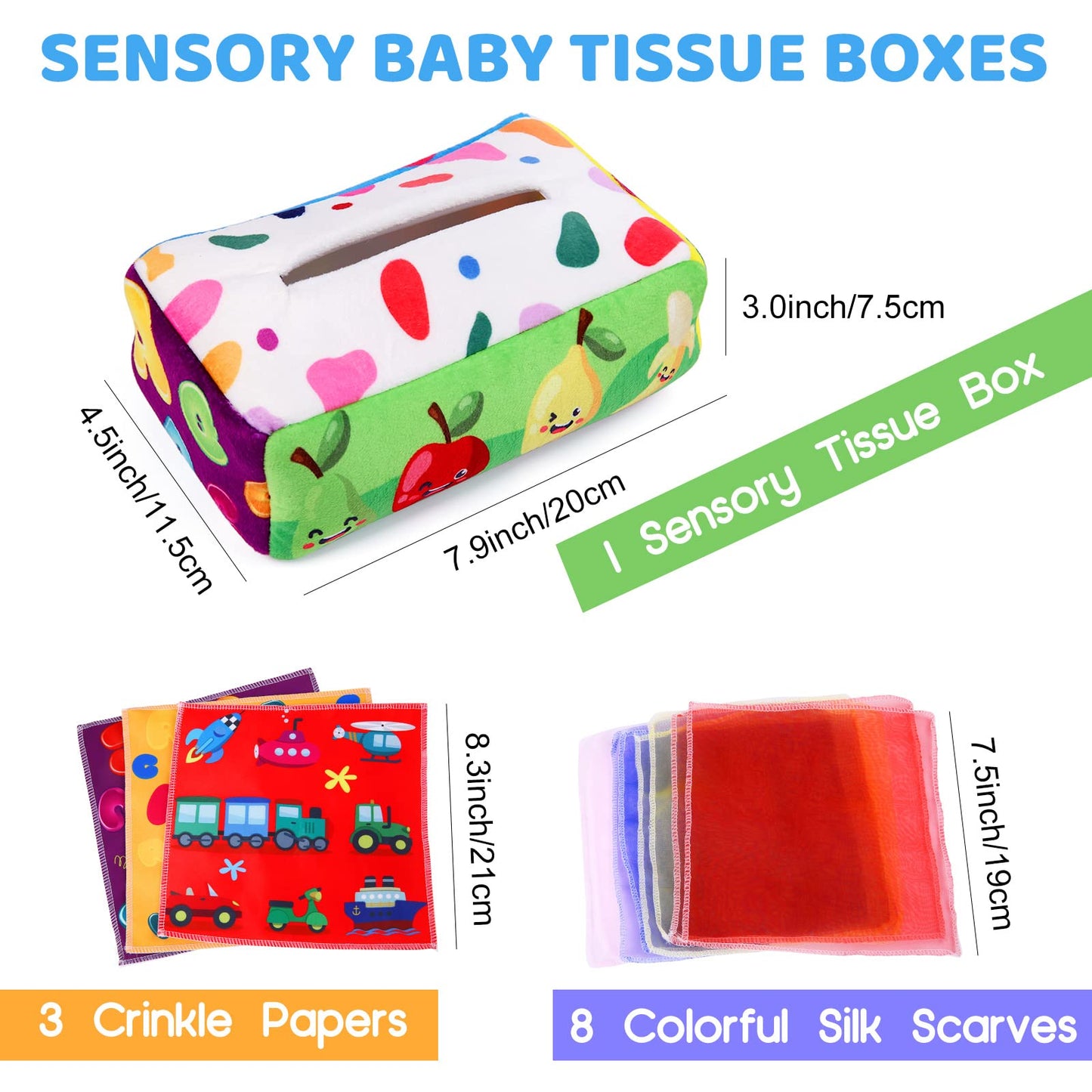 YOGINGO Montessori Baby Toy 6-12 Months – Soft Tissue Box Crinkle Sensory Toy for Infants, Boys & Girls Early Learning Gift