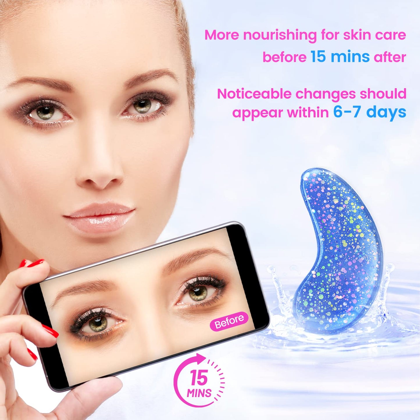 Onespring Under Eye Patches (24 Pairs) – Gel Pads for Wrinkles, Puffiness, Dark Circles & Eye Bags, Collagen Eye Mask for Refreshing Eyes