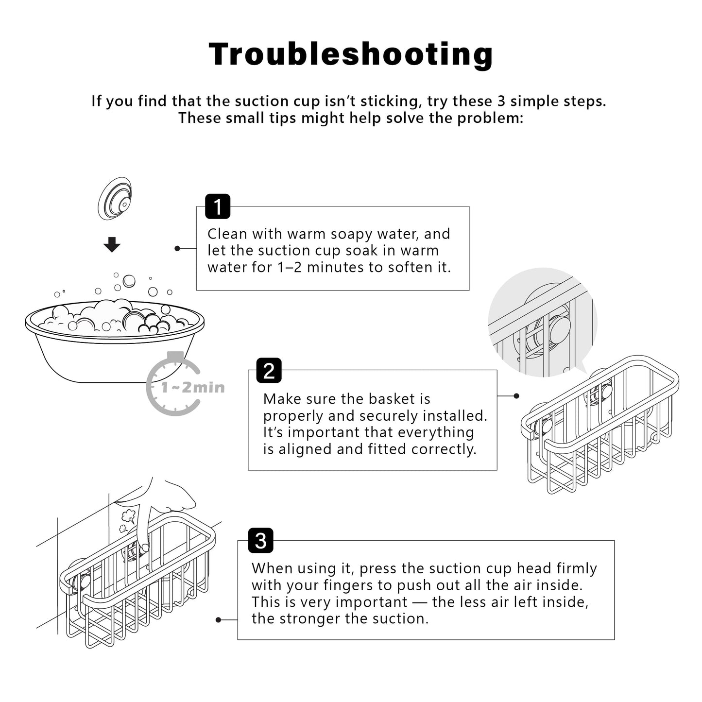 SunnyPoint NeverRust Sink Sponge Holder – Adhesive Mount with Suction Cup, Rustproof Organizer for Kitchen & Bathroom – 7.4x3.3x2.75"