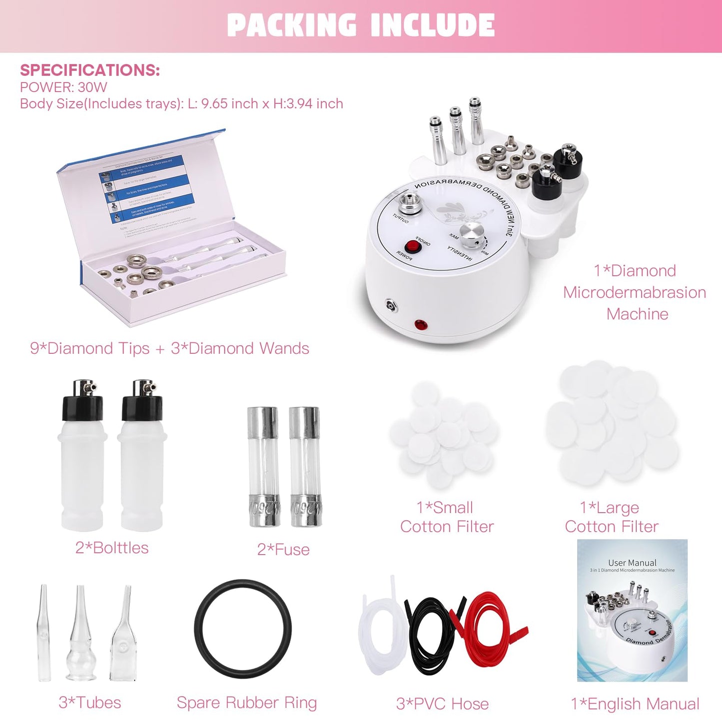 【3 IN 1 】Microdermabrasion Machine, Beauty Star Professional Diamond Dermabrasion Facial Devices at Home