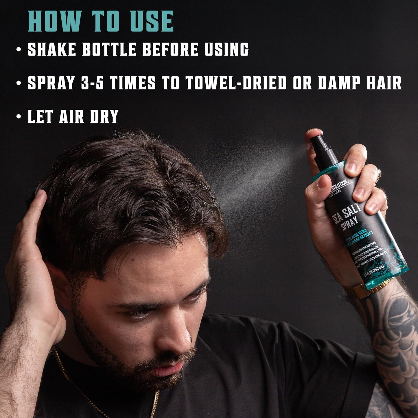 Viking Revolution Sea Salt Spray for Men & Women – Texturizing Hair Spray with Kelp, Aloe Vera & Red Algae – Adds Volume & Beach Waves, 8.8oz