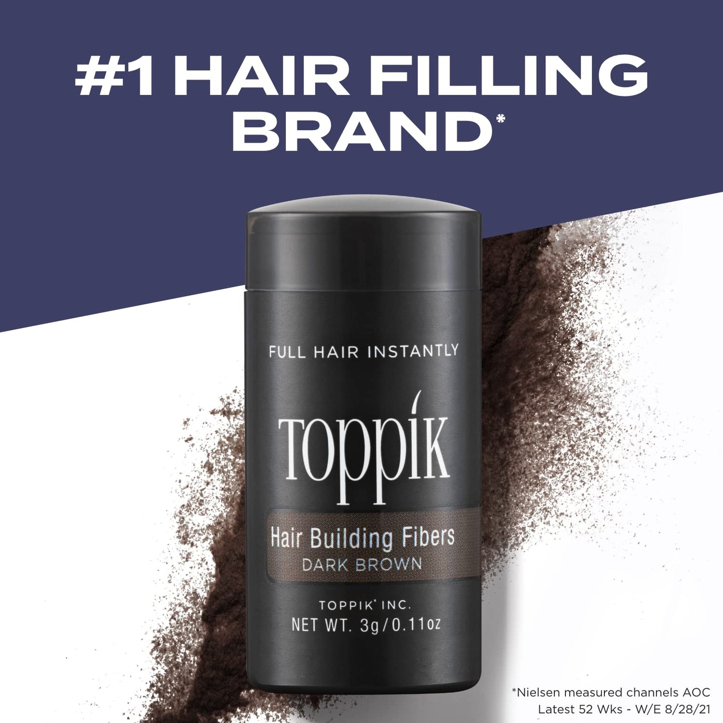 Toppik Hair Building Fibers Dark Brown 12g – Instantly Thicker, Fuller Hair for Men & Women – Keratin Formula for Fine or Thinning Hair, 9 Shades