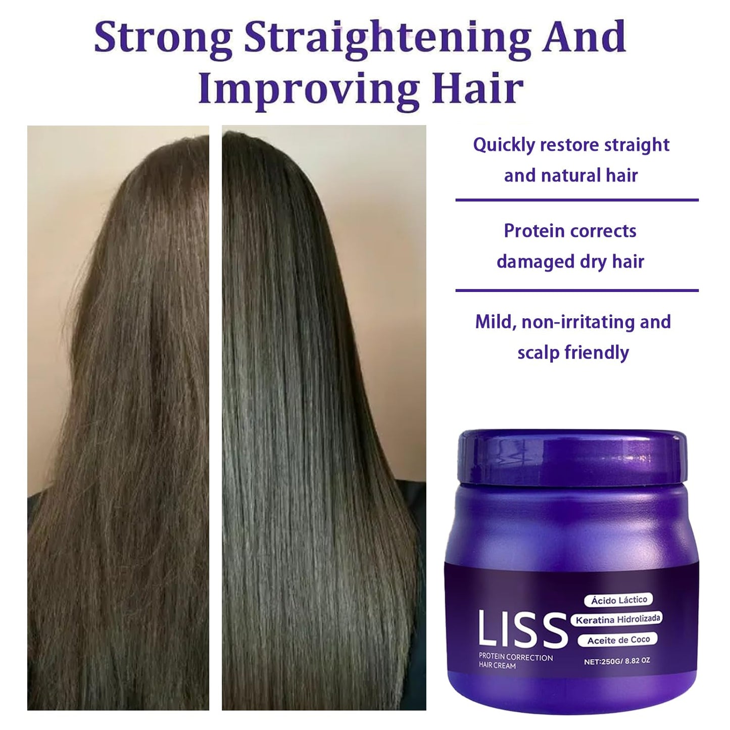 Liss Alisado, Crema Alisadora , Alisado para Cabello Sin Formol, Liss Keratina, Hair Natural Silkiness 1pcs