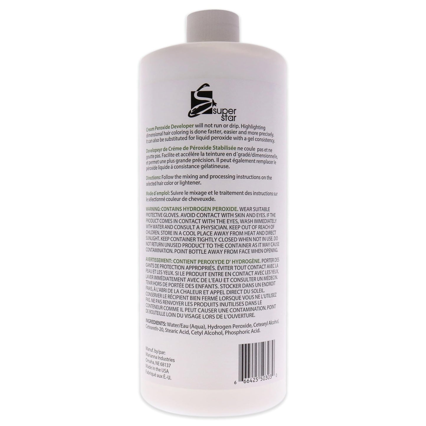 Super Star Superstar Stabilized Cream Peroxide Developer 30v Hc, 32 Oz