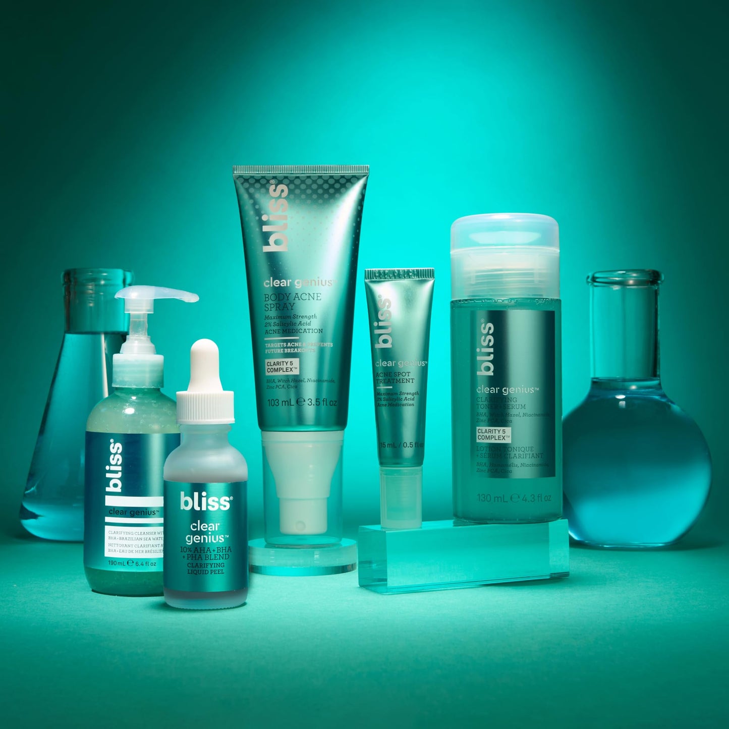 Bliss Clear Genius Gel Cleanser – 6.4 oz, Salicylic Acid BHA, Purifies Pores, Controls Oil & Dirt, Non-Drying, Vegan, Tea Tree Scent