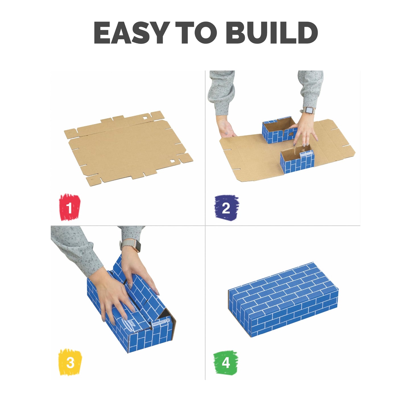 Bankers Box at Play Heavy Duty Jumbo Cardboard Building Blocks, 40 Pack, Large and Medium Toy Blocks for Kids and