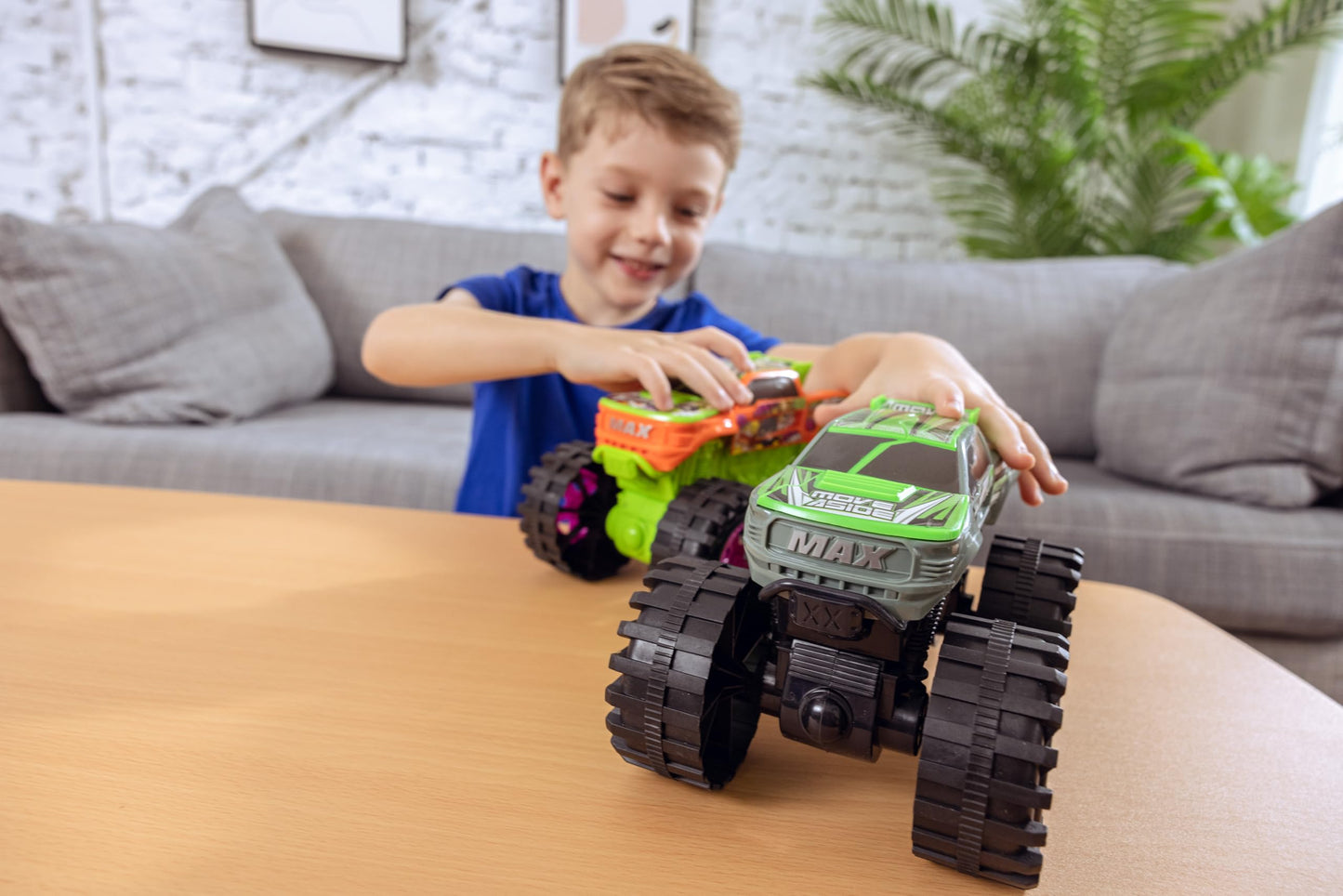 Exploding Monster Truck Toy with Crash Sounds & Lights, 8.7” Smash & Go Truck for Boys Kids 3-7+ | Toddler Gift for 3 Year Olds