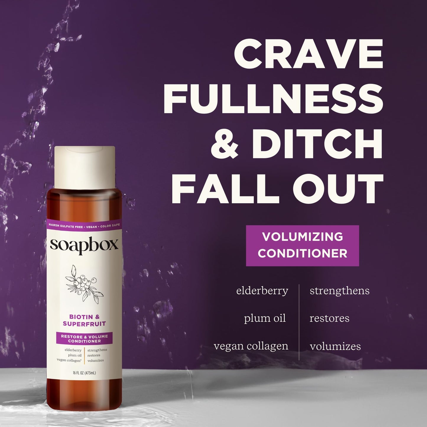 Soapbox Biotin & Superfruit Shampoo & Conditioner Set with Vegan Collagen, Aloe & Shea Butter, Sulfate & Paraben Free, 16 oz Each, 2 Pack