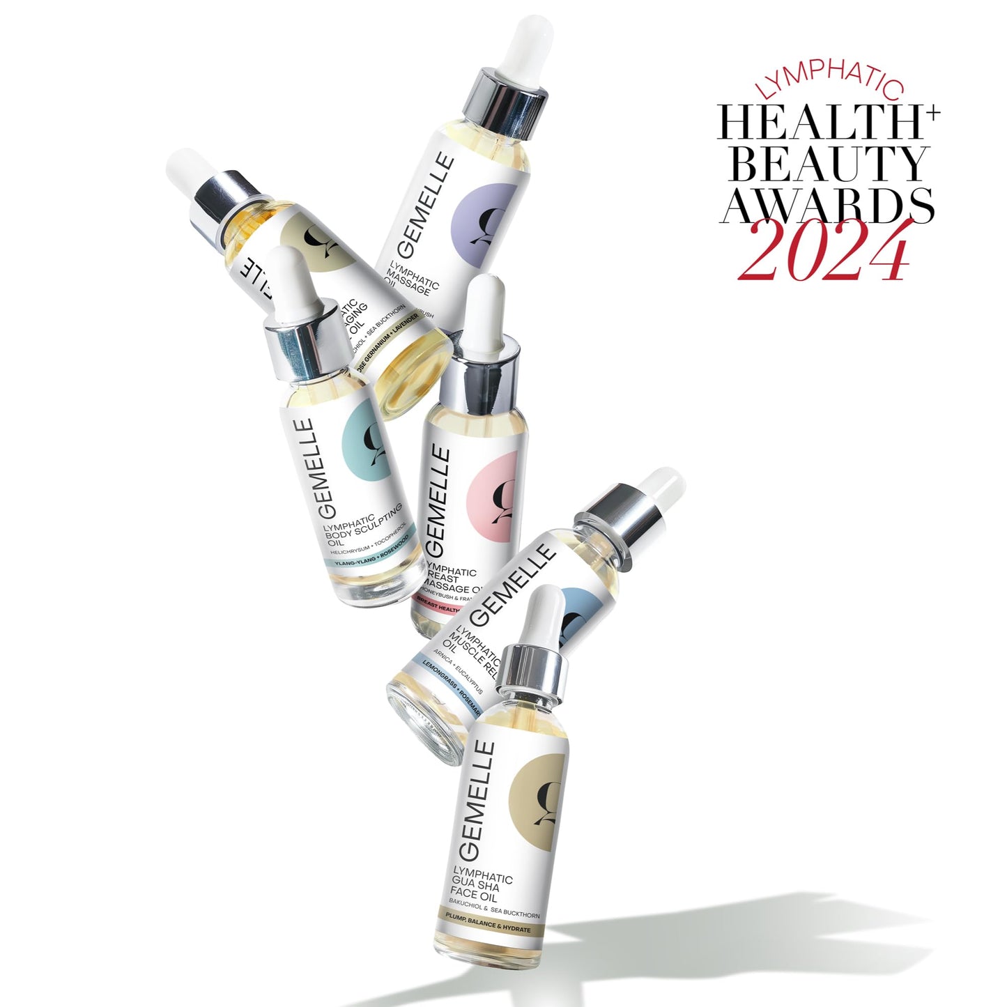 GEMELLE Lymphatic Gua Sha Face Oil – Detox, Hydrate & Plump with Rosehip, Centella & Natural Ingredients | Organic Clean Beauty 15ml