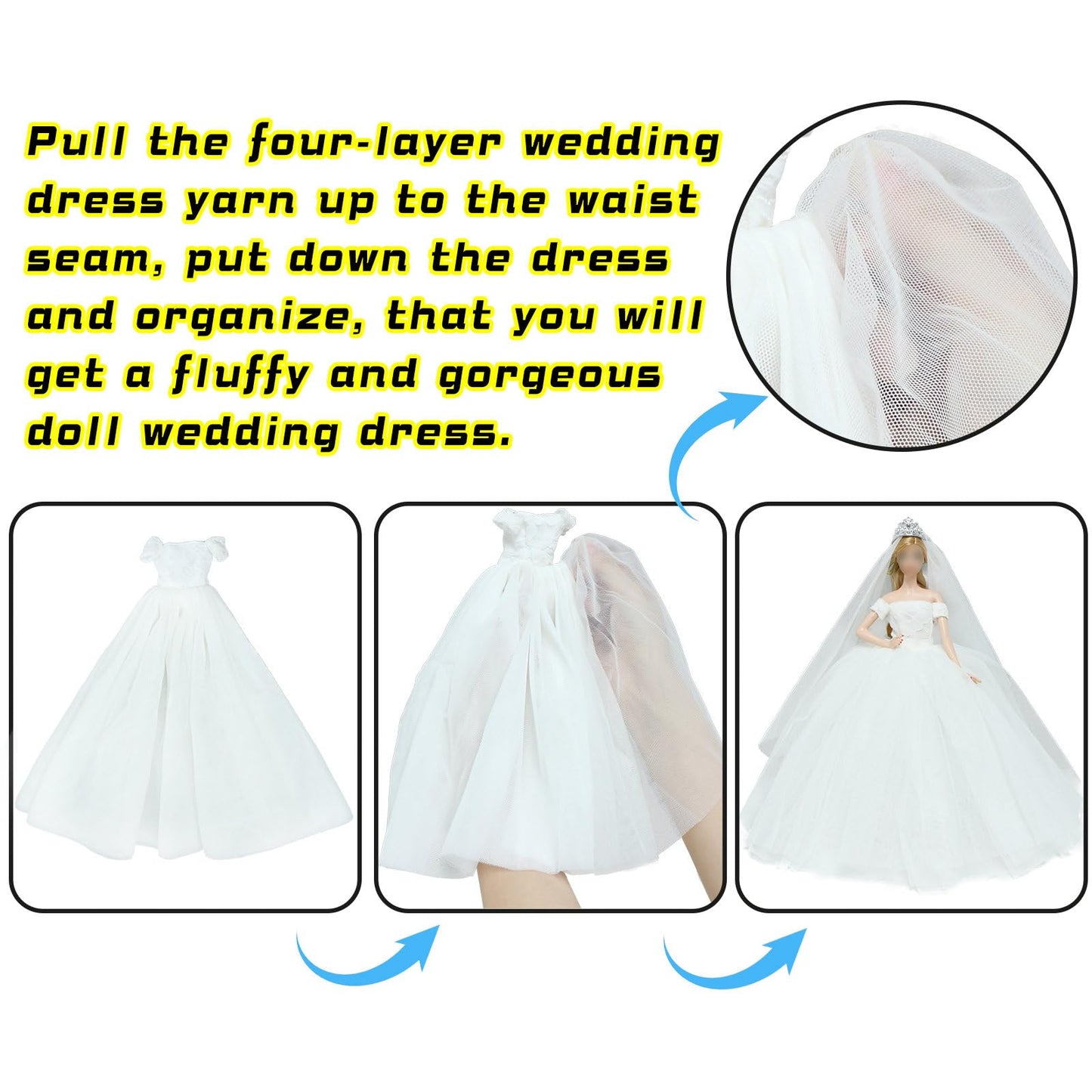 BJDBUS Wedding Set White Dress Bridal Veil and Groom Formal Suit Outfit for Boys Girl 11.5 in. Doll Clothes