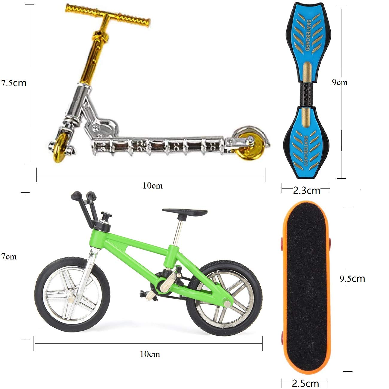 Hotusi Mini Finger Sports Skateboards/Bikes/Swing Boards/Scooter Set for Party Favors Educational Finger Toy(4 Pcs)