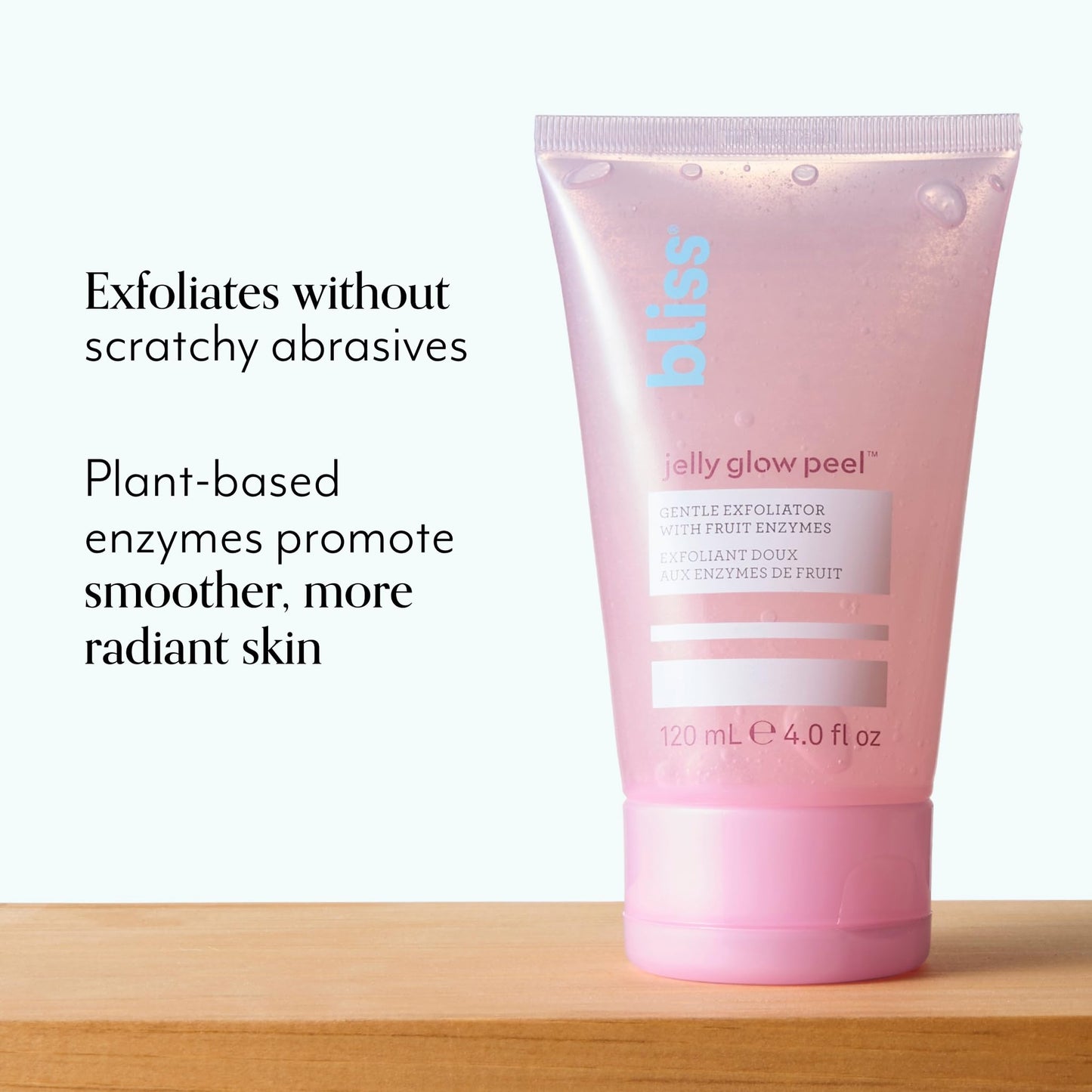 Bliss Jelly Glow Peel™ Gentle Non-Abrasive Cleanser & Exfoliator with Fruit Enzymes, 4 oz – Hydrates, Nourishes, Vegan & Cruelty-Free