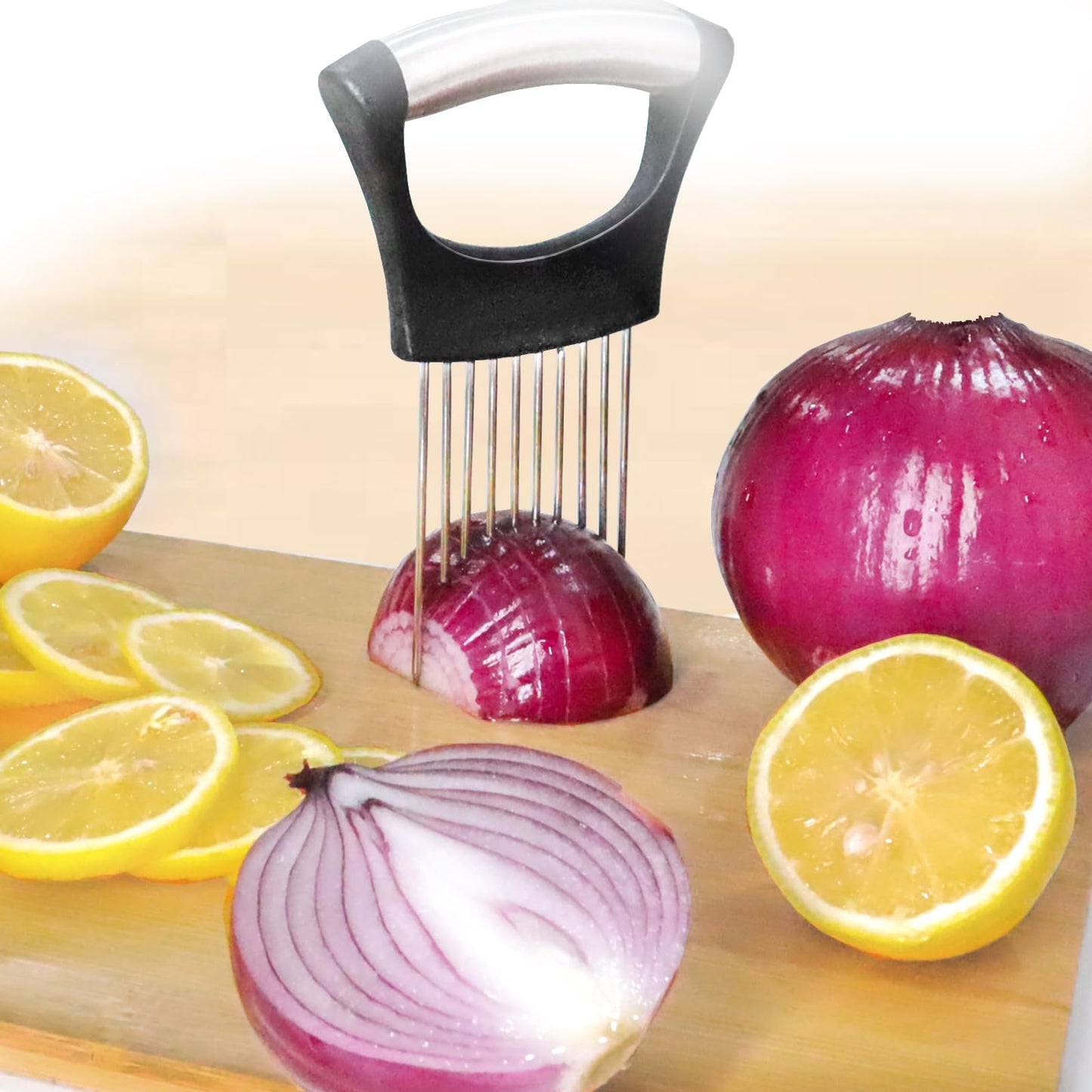 JAYVAR Stainless Steel Onion & Vegetable Holder – Slicer & Chopper for Tomatoes, Potatoes, Avocados, Eggs, Fruit & Meat
