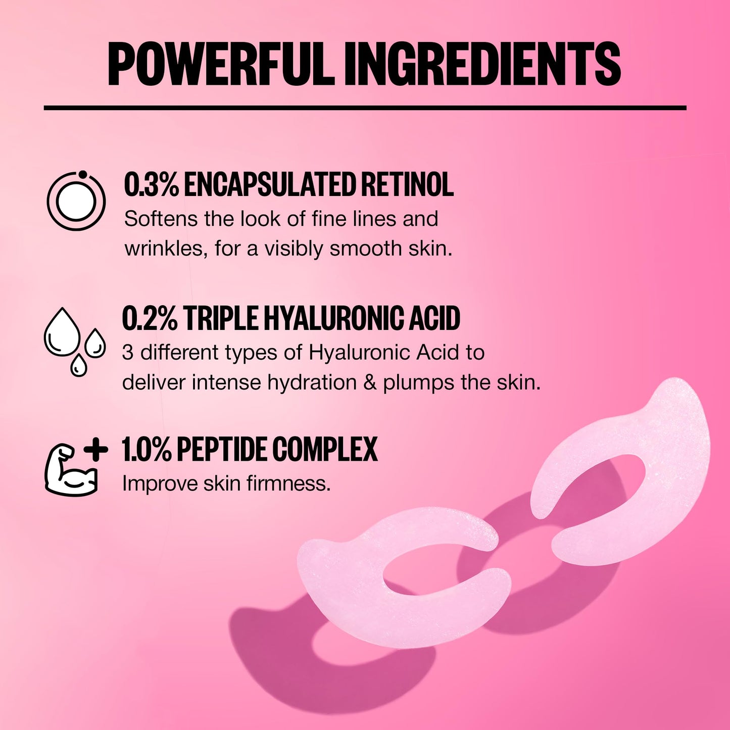 PEACE OUT Retinol Eye Lift Patches to Lift, Firm and Revitalize Tired Eyes, 360° Coverage Targets Fine Lines & Wrinkles, 5 Count