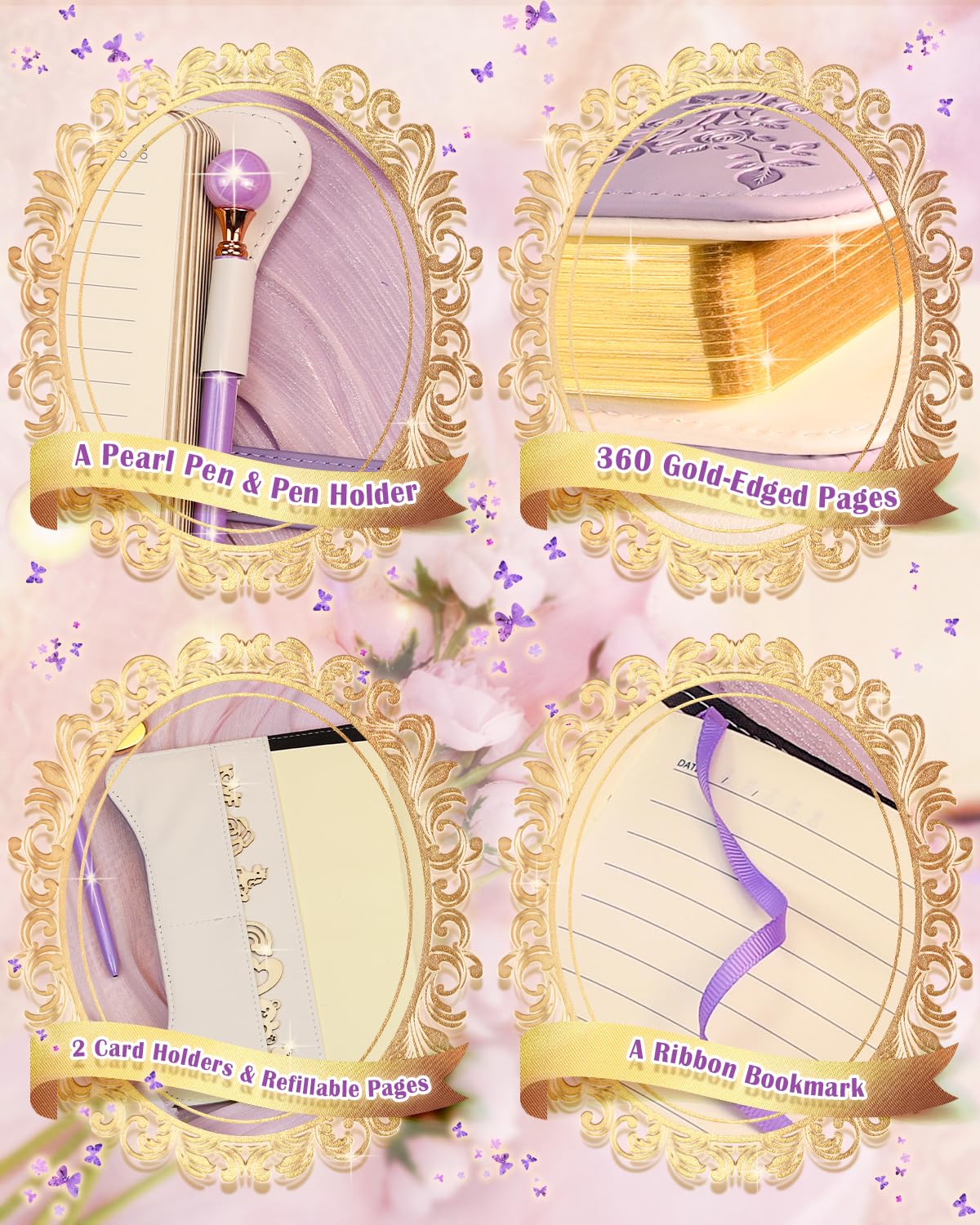 SCI Girls’ Locking Diary with Pen – 360 Pages Journal, Cute Lavender Purple Gift for Ages 8-14, Teen Girls Secret Journal Set