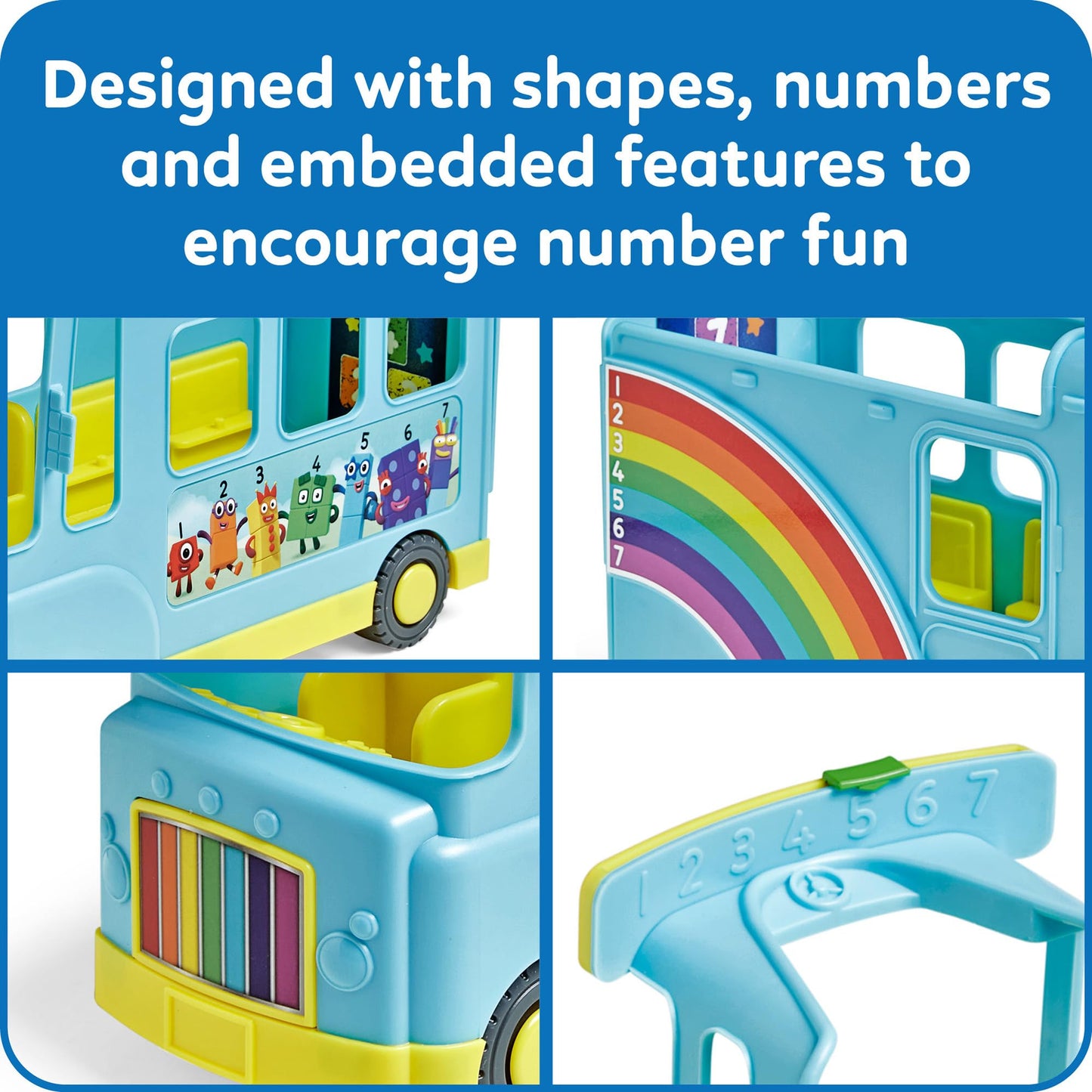 hand2mind Numberblocks Rainbow Counting Bus – Musical Playset for Kids 3-5, Toddler Learning, Number Toys, Math & Birthday Gifts