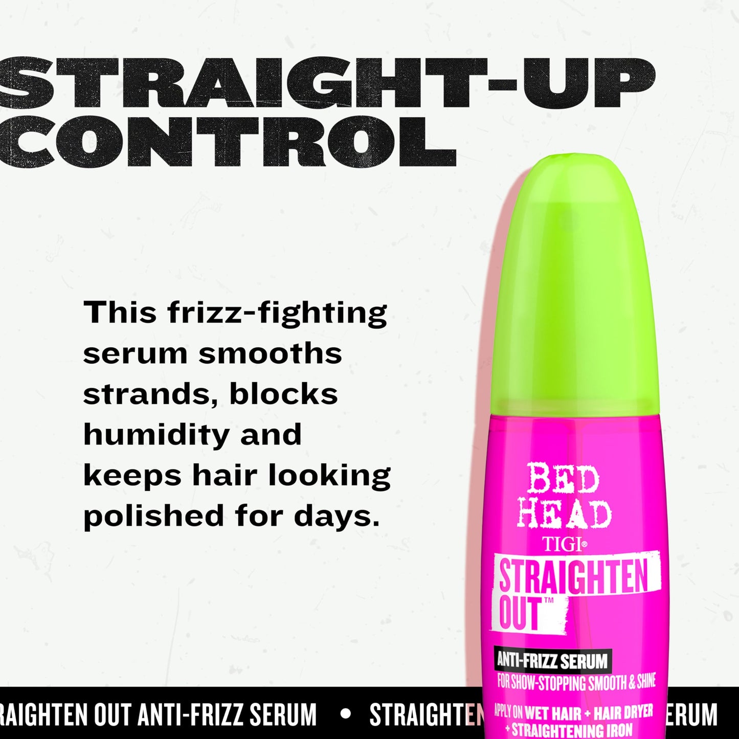 TIGI Bed Head Straighten Out Anti Frizz Serum for Smooth Shiny Hair 3.38 fl oz