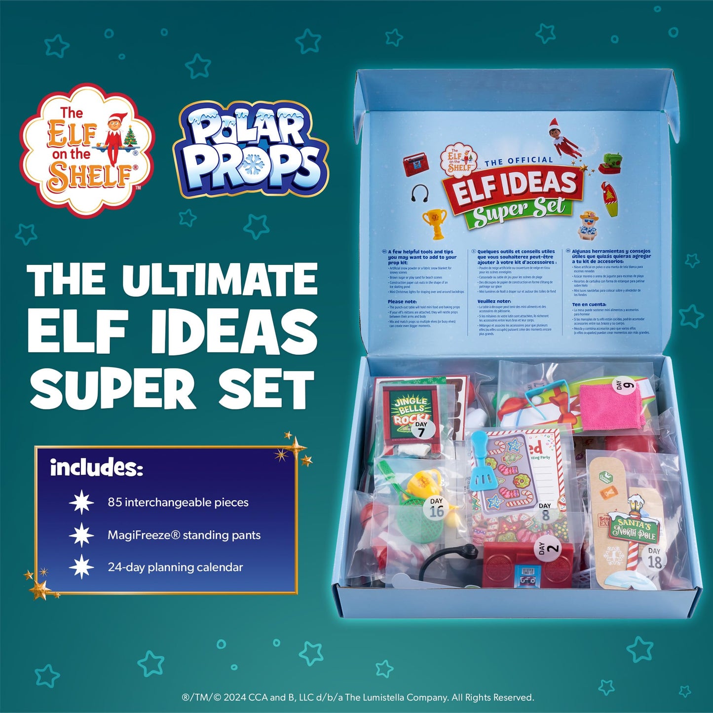 The Elf on the Shelf 24-Day Super Set – 80+ Props, MagiFreez Pants & Calendar for 24 Days of Elf Magic, Ages 3+, Scout Elf Not Included