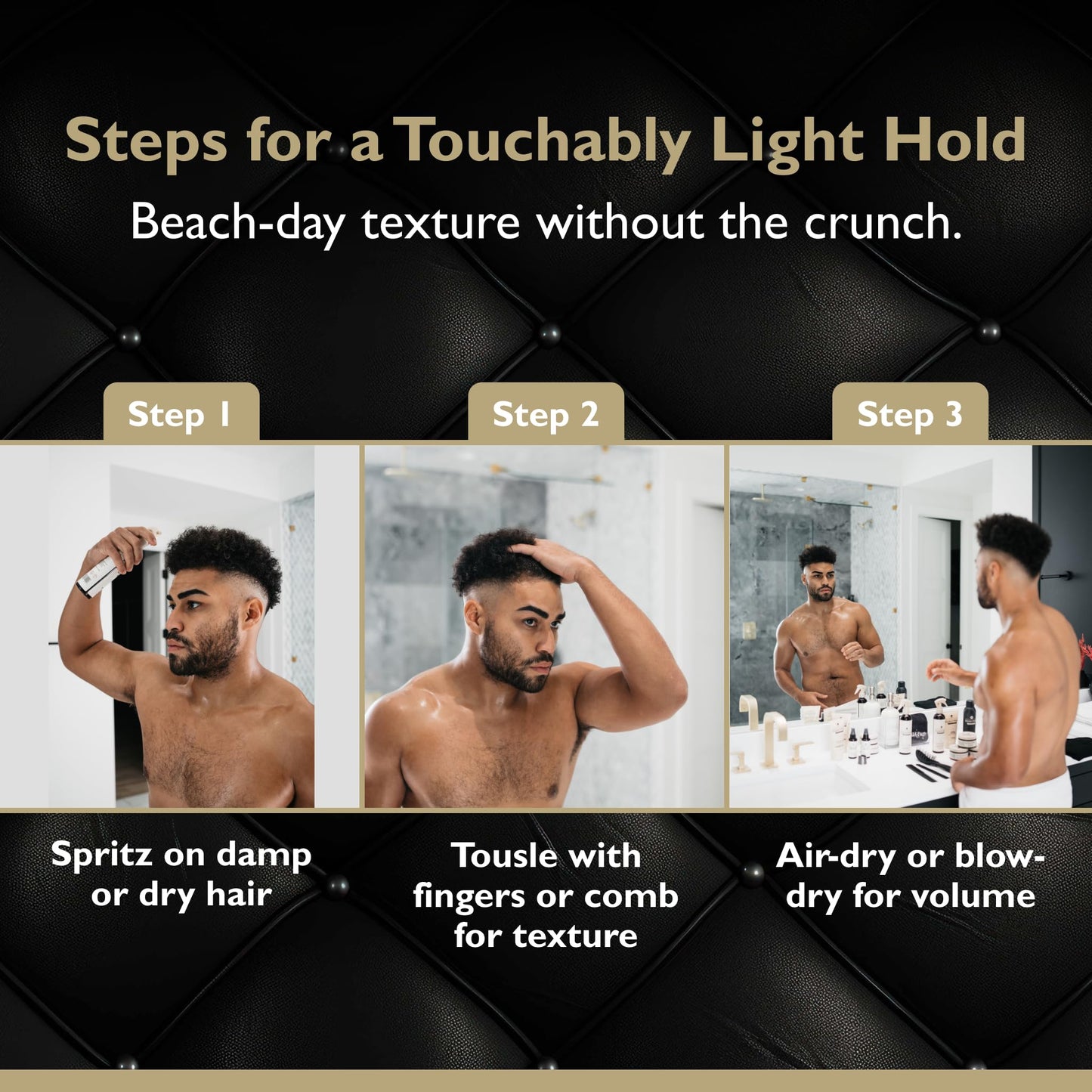 DandyMen Sea Salt Spray – Lightweight Texture, Volume, and Flexible Hold with Epsom Salt & Pro-Vitamin B5 (8.45 oz, Tobacco Vanilla)