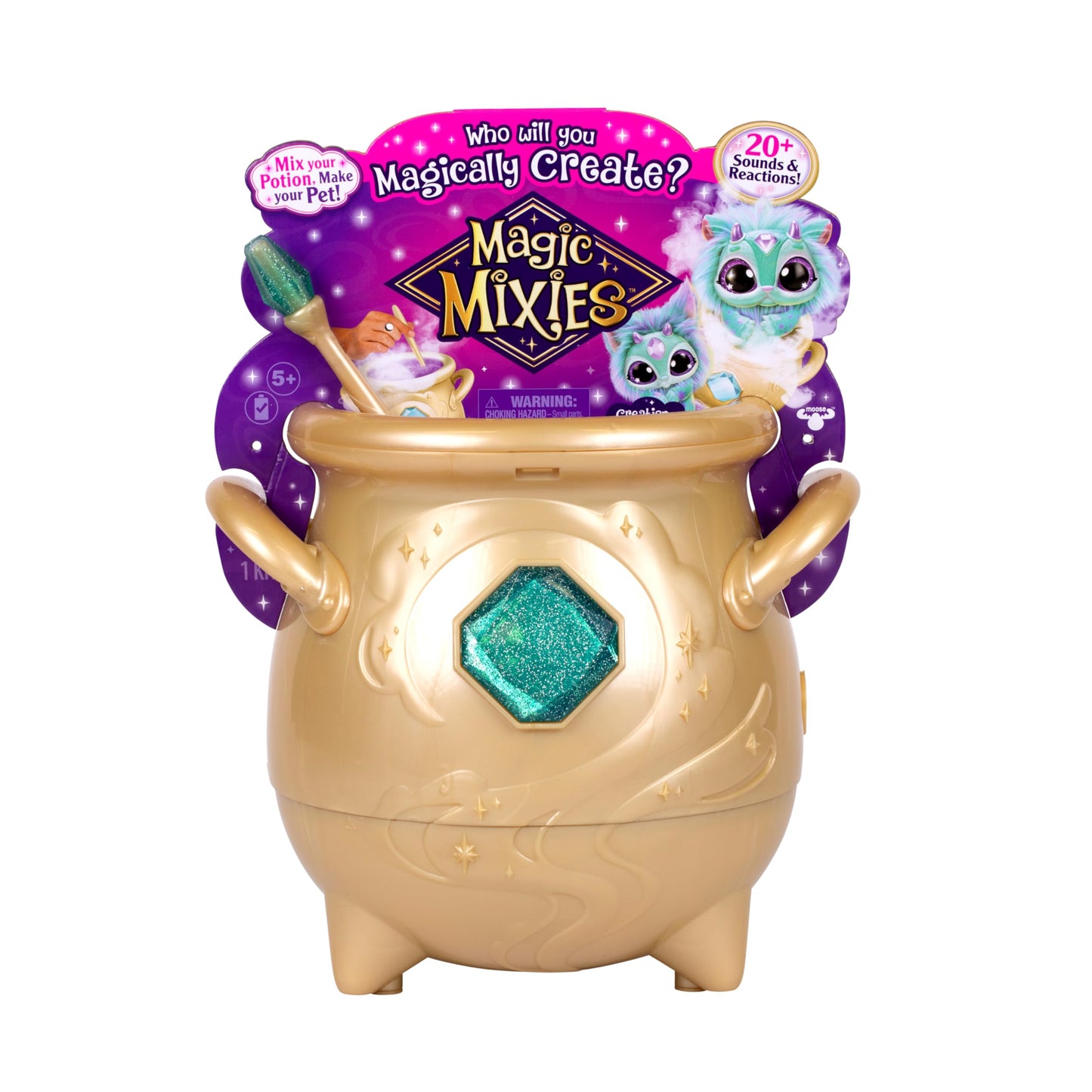 Magic Mixies Gold Cauldron with 8" Plush – Add Magic Ingredients & Follow Spell Book to Reveal Who You Magically Create