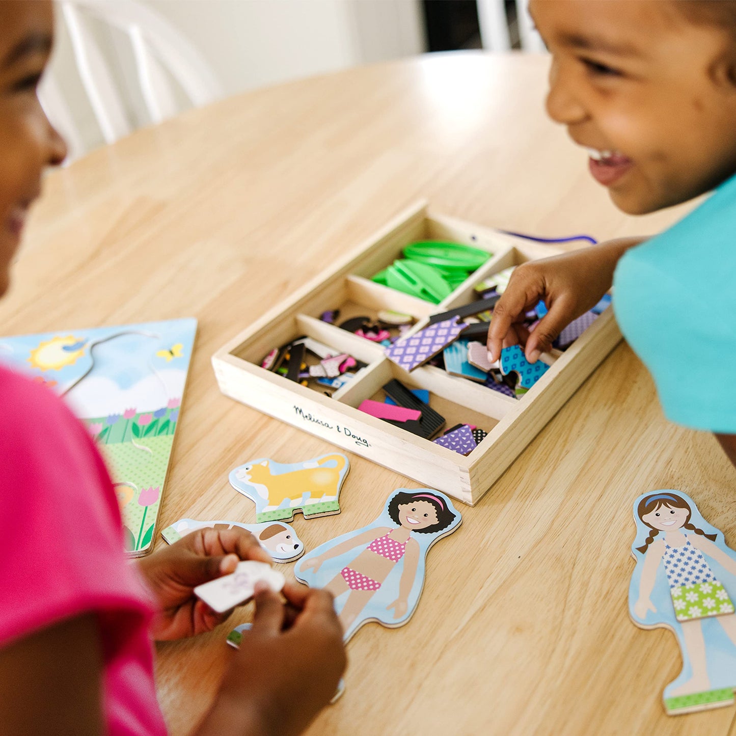 Melissa & Doug Best Friends Magnetic Dress-Up Wooden Dolls Pretend Play Set (78 pcs)
