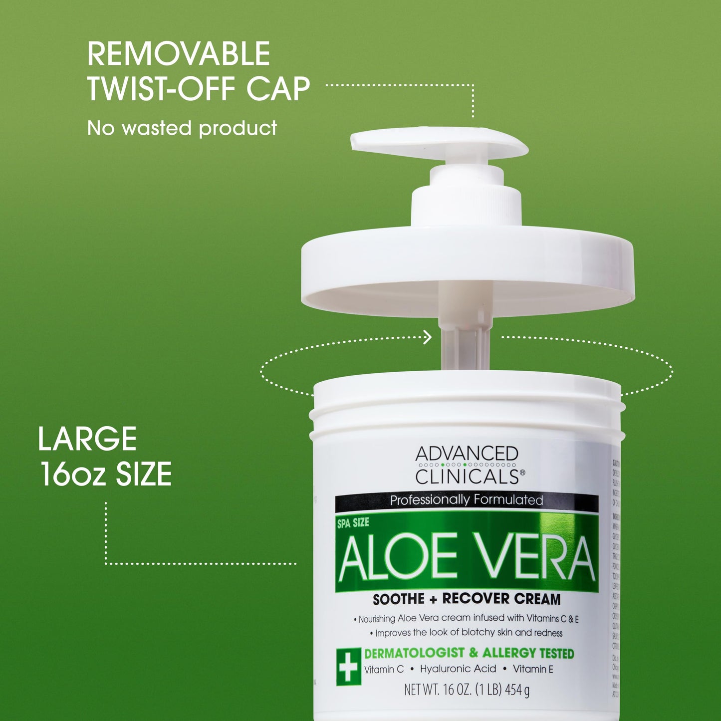 Advanced Clinicals Aloe Vera Lotion with Vitamin E & C – Hydrating Hyaluronic Acid Body Cream for Women & Men, Soothes & Restores Dry Skin, 16 oz