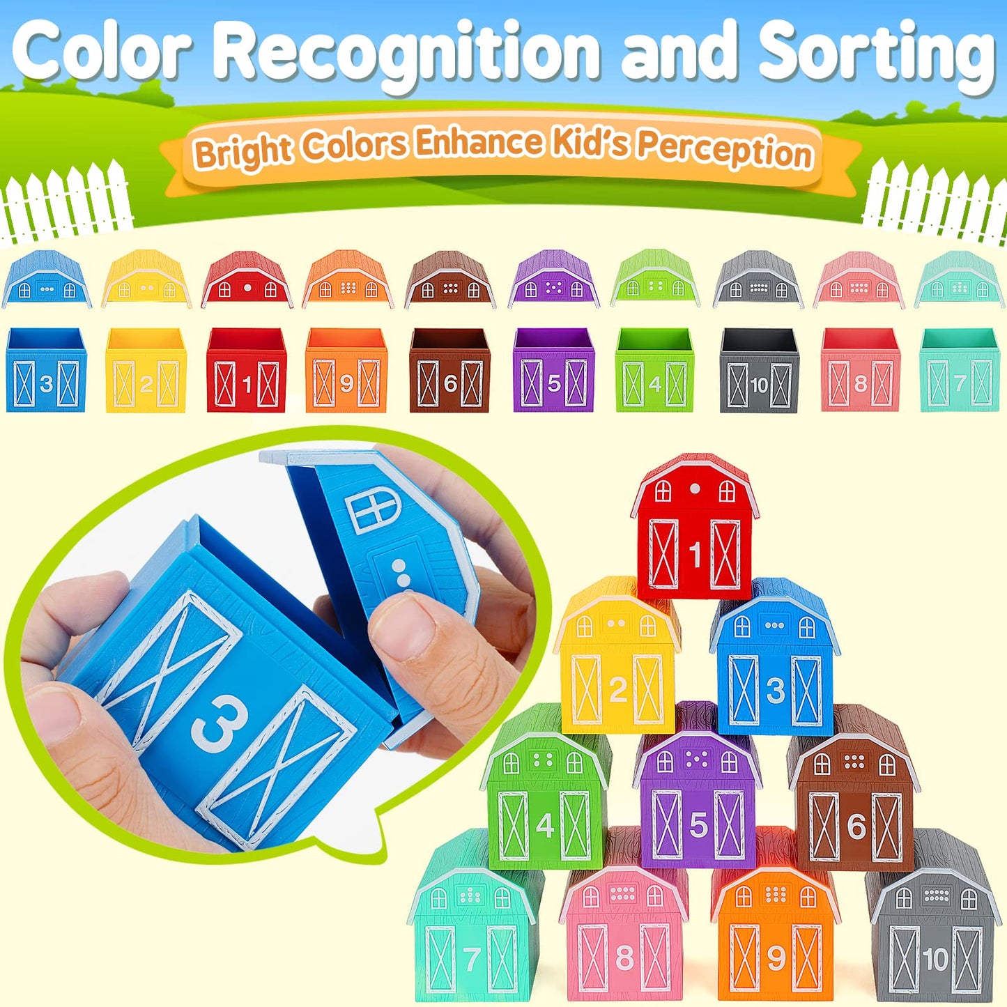 20Pc Farm Animal Learning Toys for Toddlers 1-3 Years – Montessori Counting, Sorting & Matching Games, Gift for Boys & Girls 12-18 Months