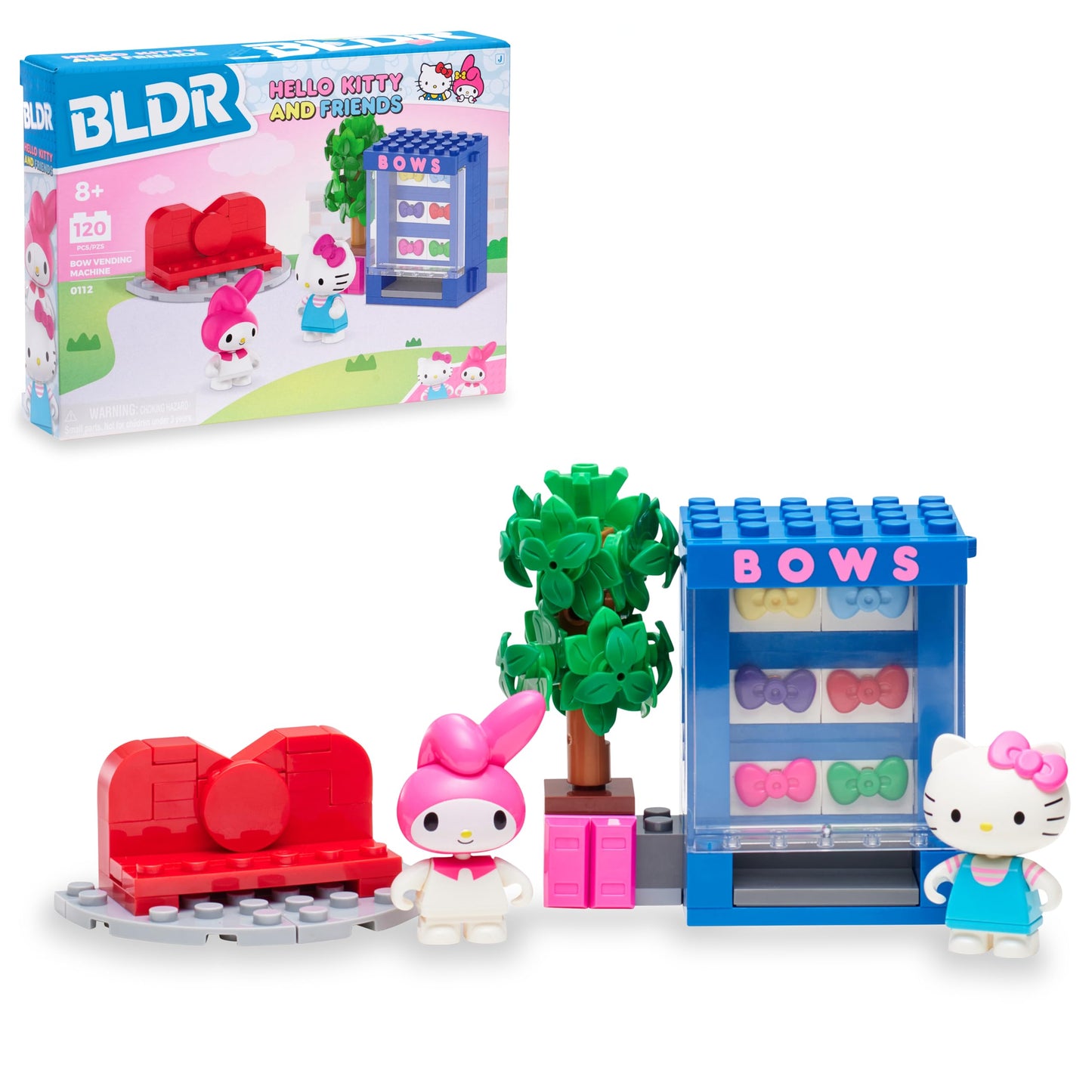 BLDR Hello Kitty and Friends Bow Vending Machine Building Set 0112 with Hello Kitty and My Melody Minifigures - Gift for Kids and Sanrio Fans Ages 8+