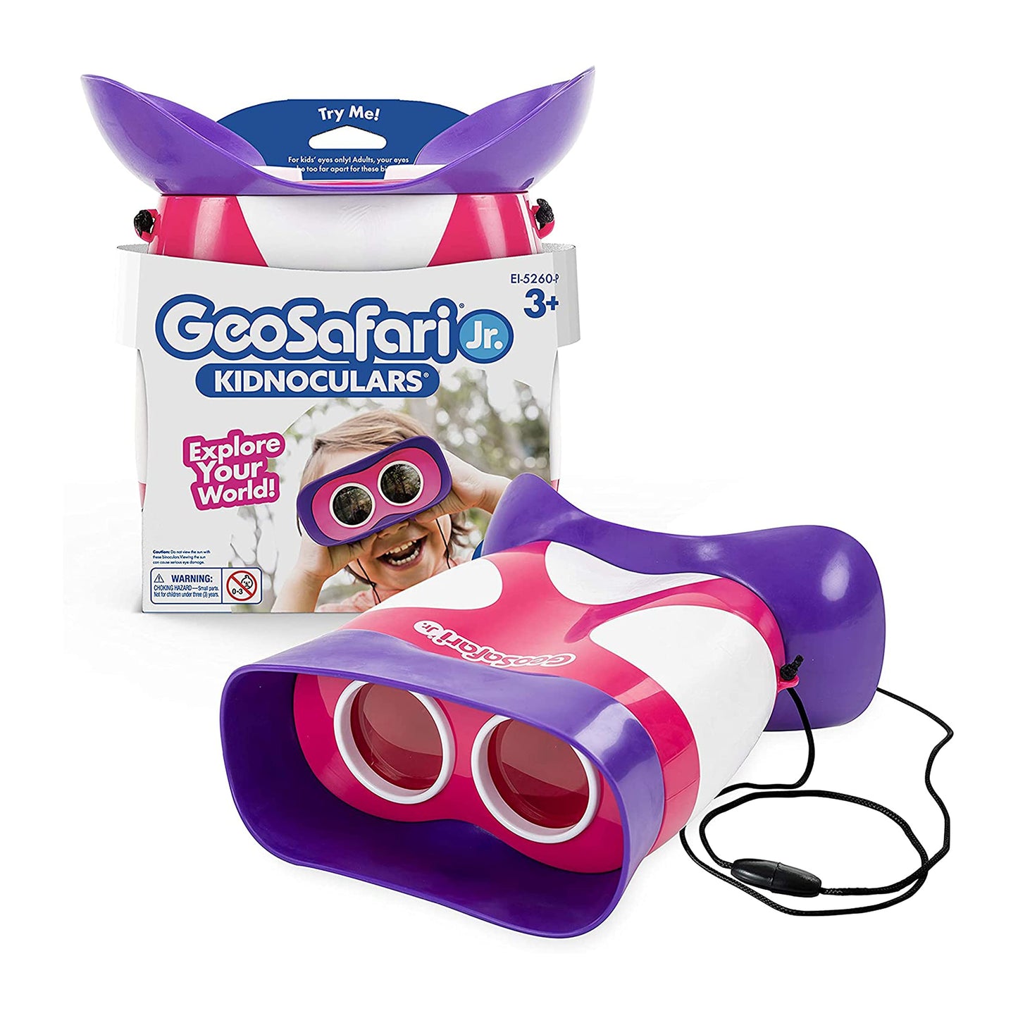 Educational Insights GeoSafari Jr. Kidnoculars Pink Binoculars For Toddlers & Kids, Toy for Boys & Girls, Classroom Must Haves, Ages 3+