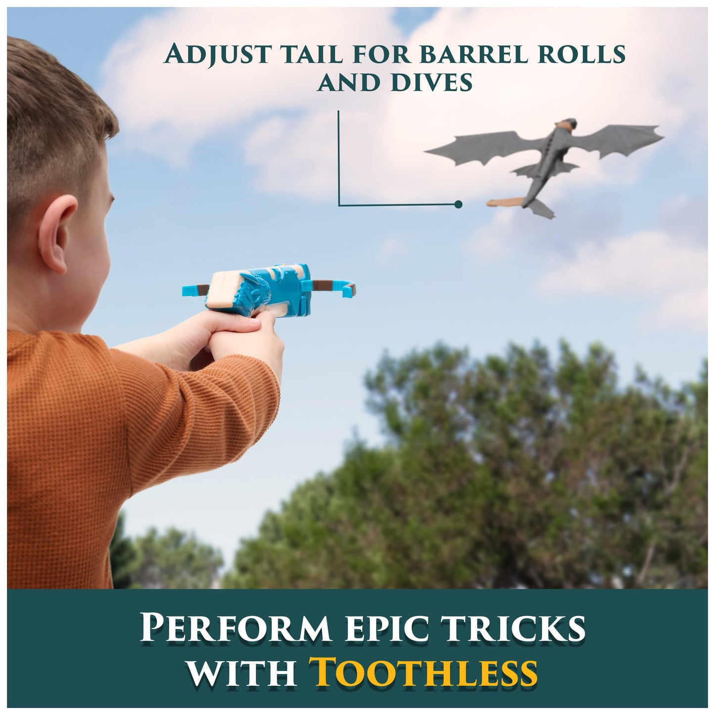 DreamWorks How to Train Your Dragon Toothless Crossbow Launch Glider, Flying Stunt Toy for Kids Ages 4+, Amazon Exclusive