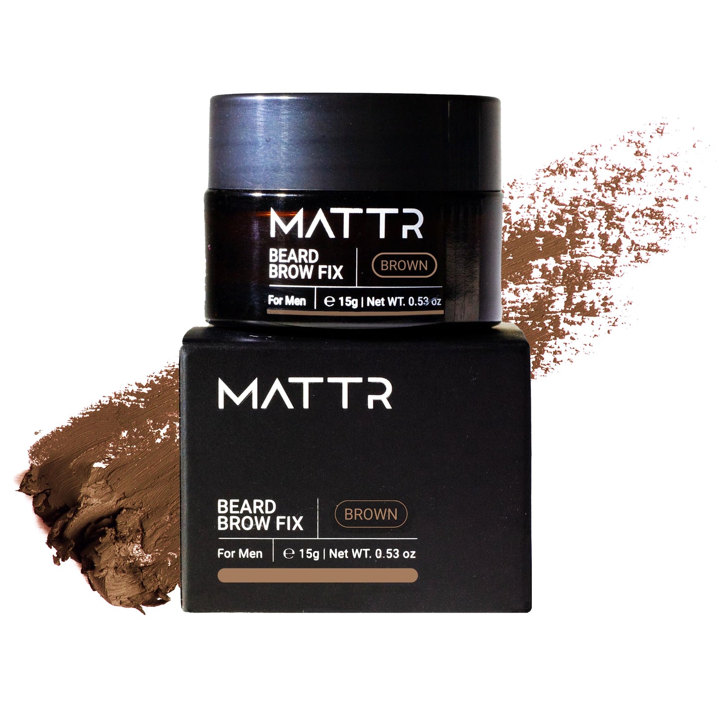 MATTR Beard Filler (Brown) - Luxury Grey Coverage & Hair Filler for Patchy Beards & Brows, Promotes Growth, Vegan, Travel-Friendly, 15g