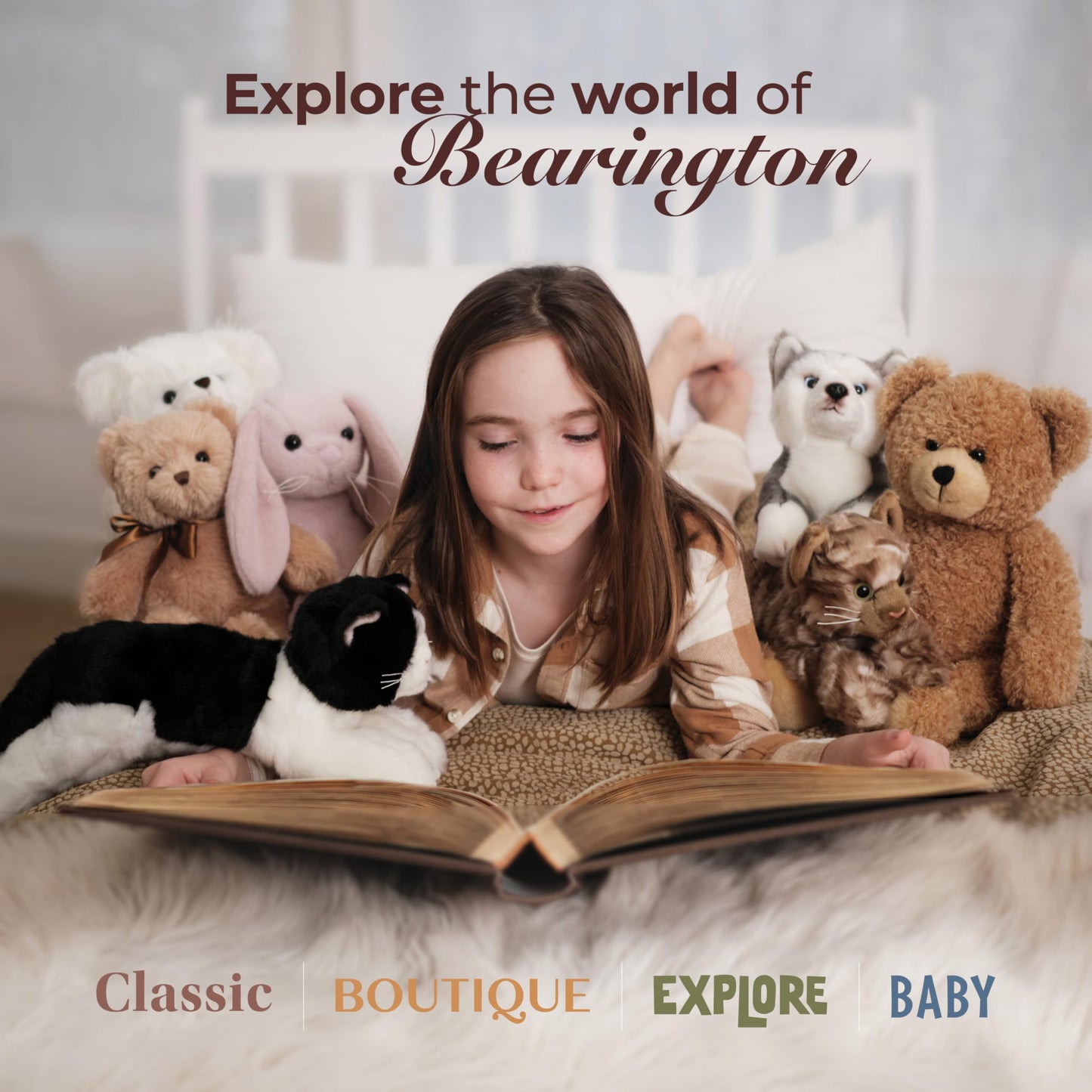 Bearington Collection Lil' Socks Cat Plush Toy - 8-Inch Striped Realistic Cat Stuffed Animal for Kids