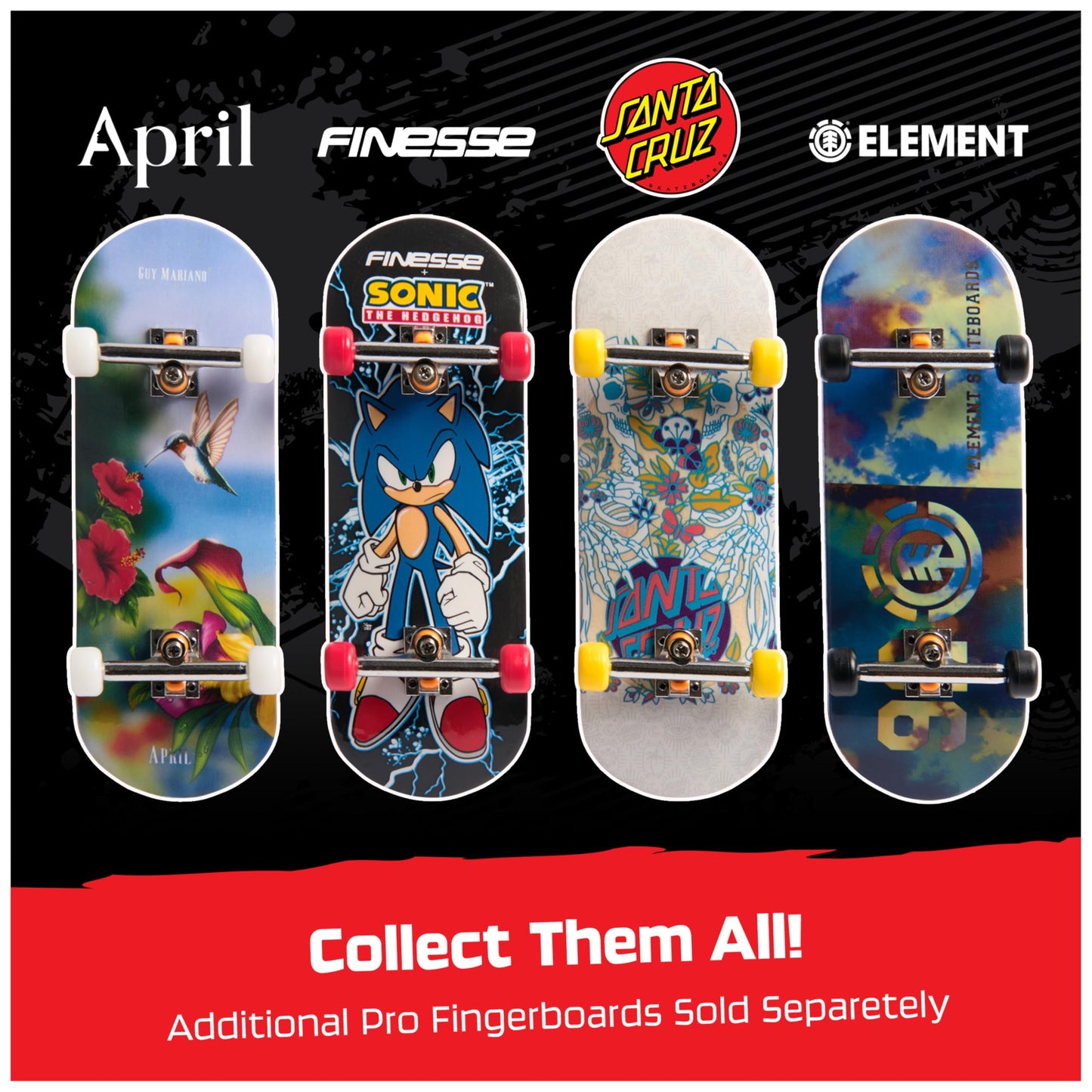 TECH DECK, April Pro Series Finger Board with Storage Display, Built for Pros; Authentic Mini Skateboards, Kids Toys for Ages 6 and up