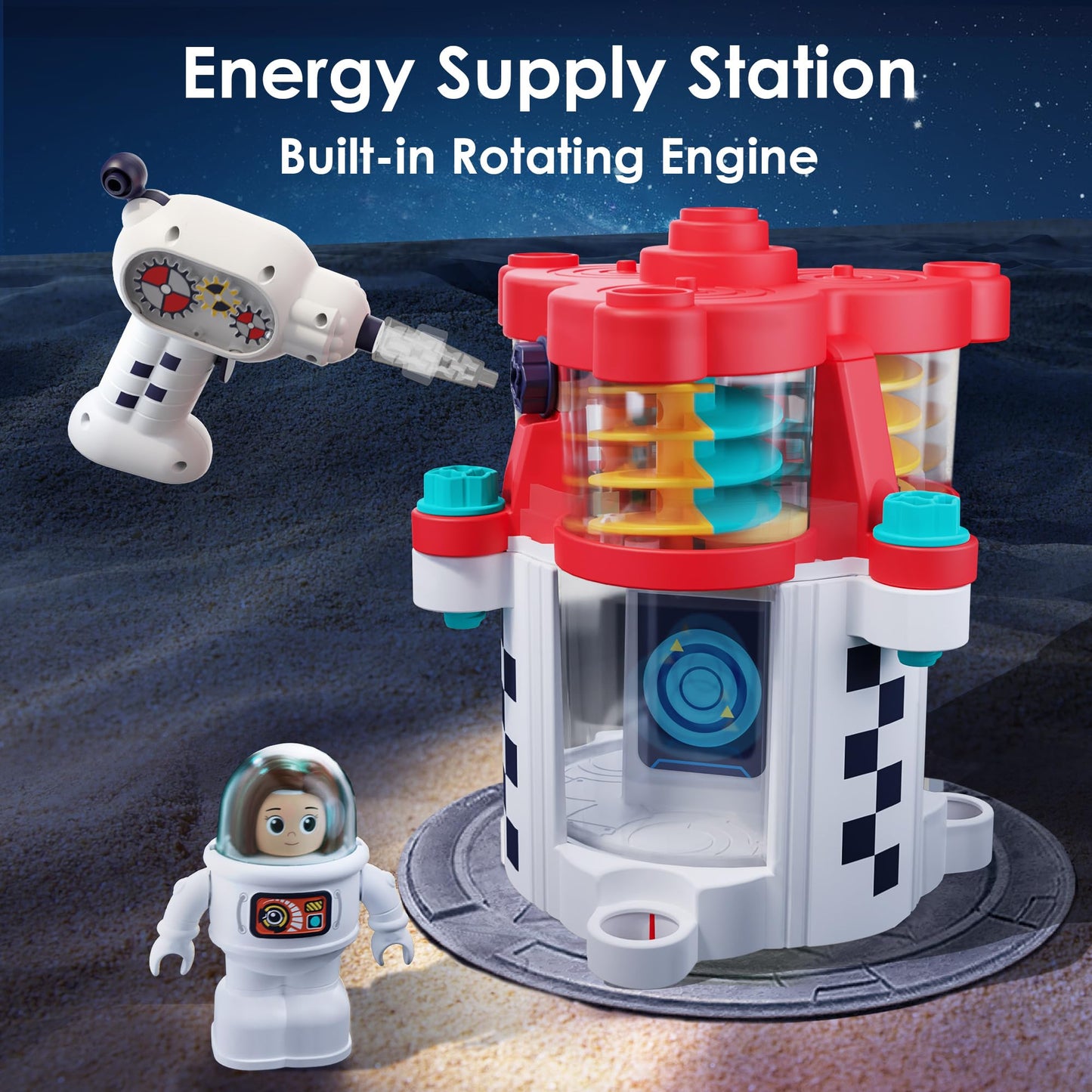 iPlay, iLearn Rocket Space Toy Playset with Shuttle, Electric Drill & 2 Astronauts – STEM Take-Apart Adventure for Kids 3-8