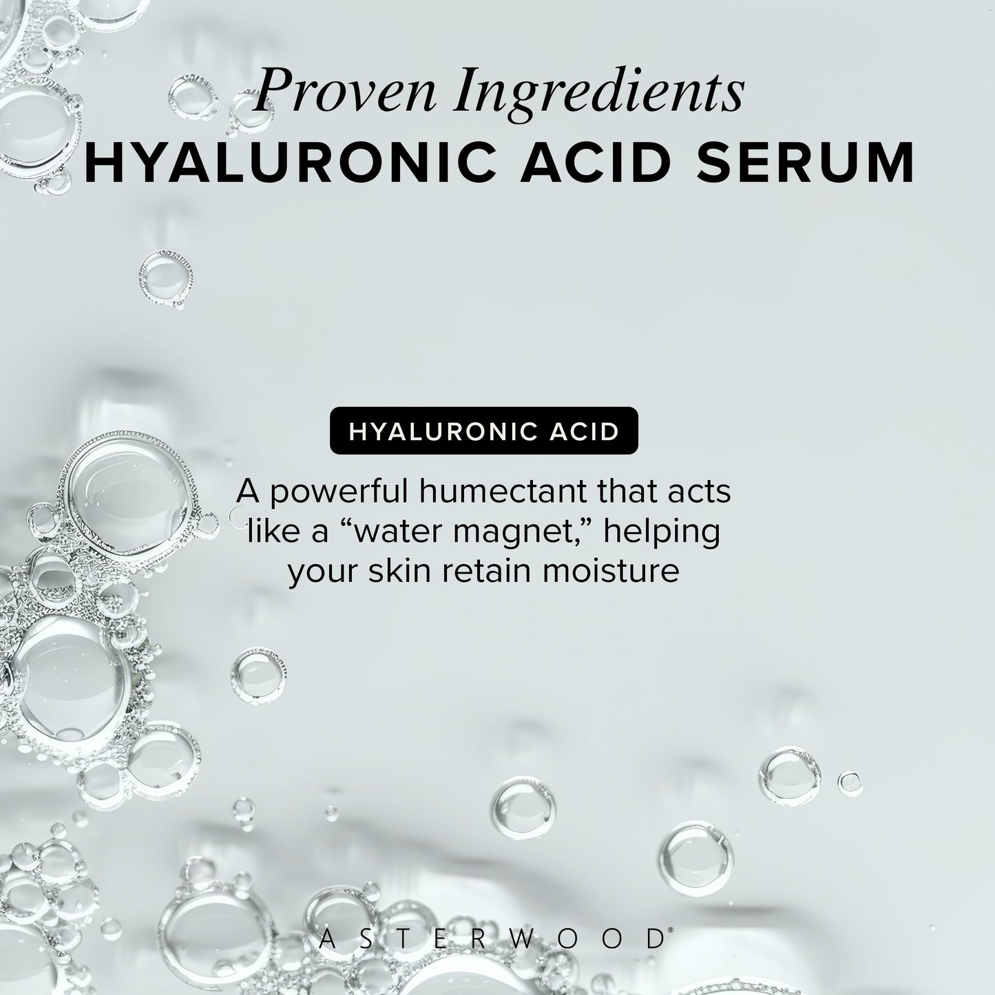 Asterwood Hyaluronic Acid Serum for Face - Plumping, Anti-Aging, Hydrating - Fragrance-Free - 1 Fl Oz