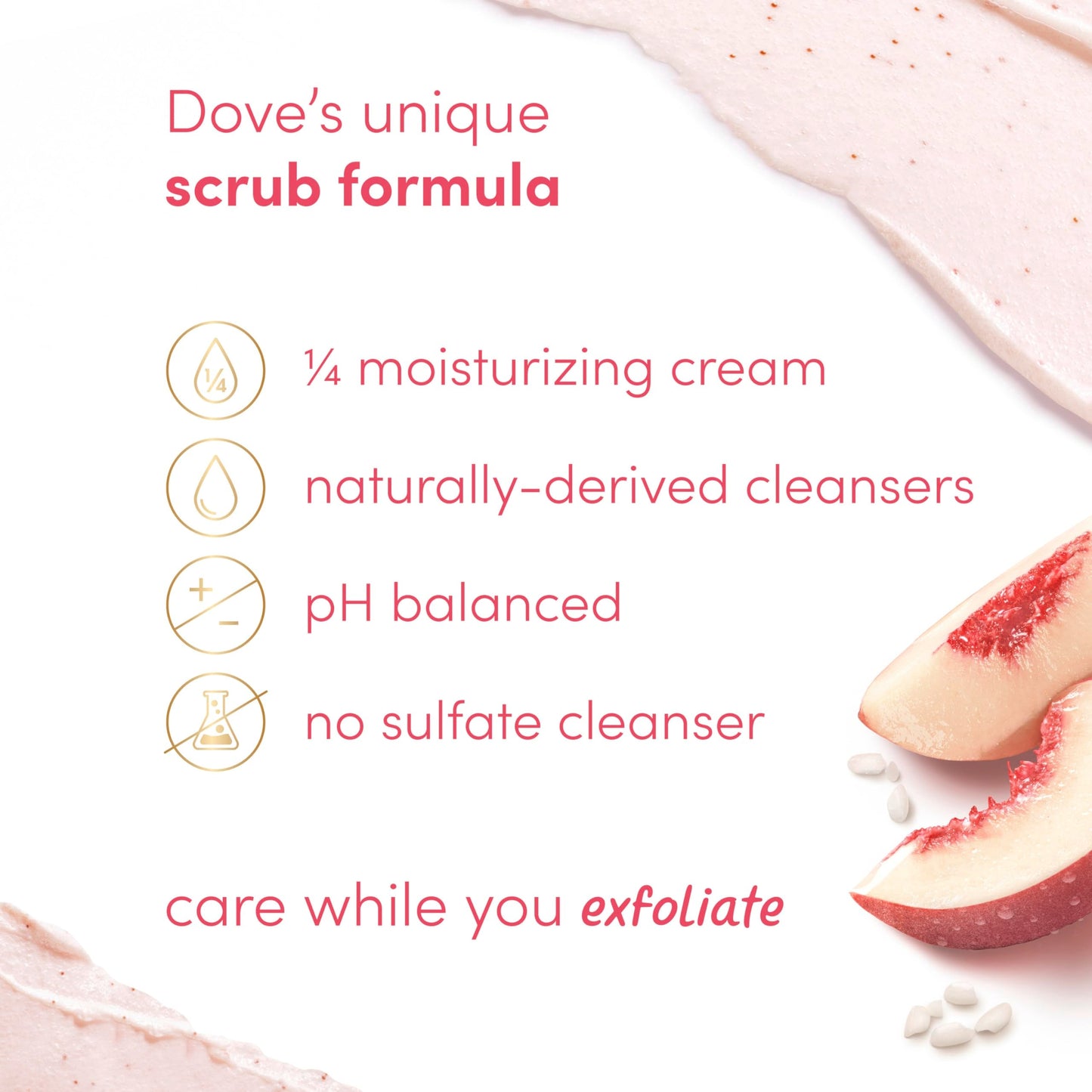 Dove White Peach & Crushed Rice Body Scrub Exfoliates and Deeply Nourishes for Smooth, Radiant Skin 15 oz