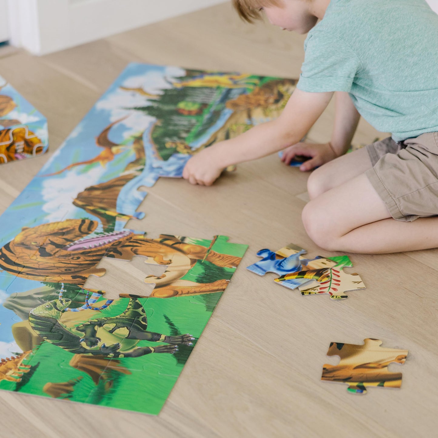 Melissa & Doug Land of Dinosaurs 48-Piece Jumbo Floor Puzzle, 4ft Long, Educational Screen-Free Activity for Kids 3+, FSC Certified