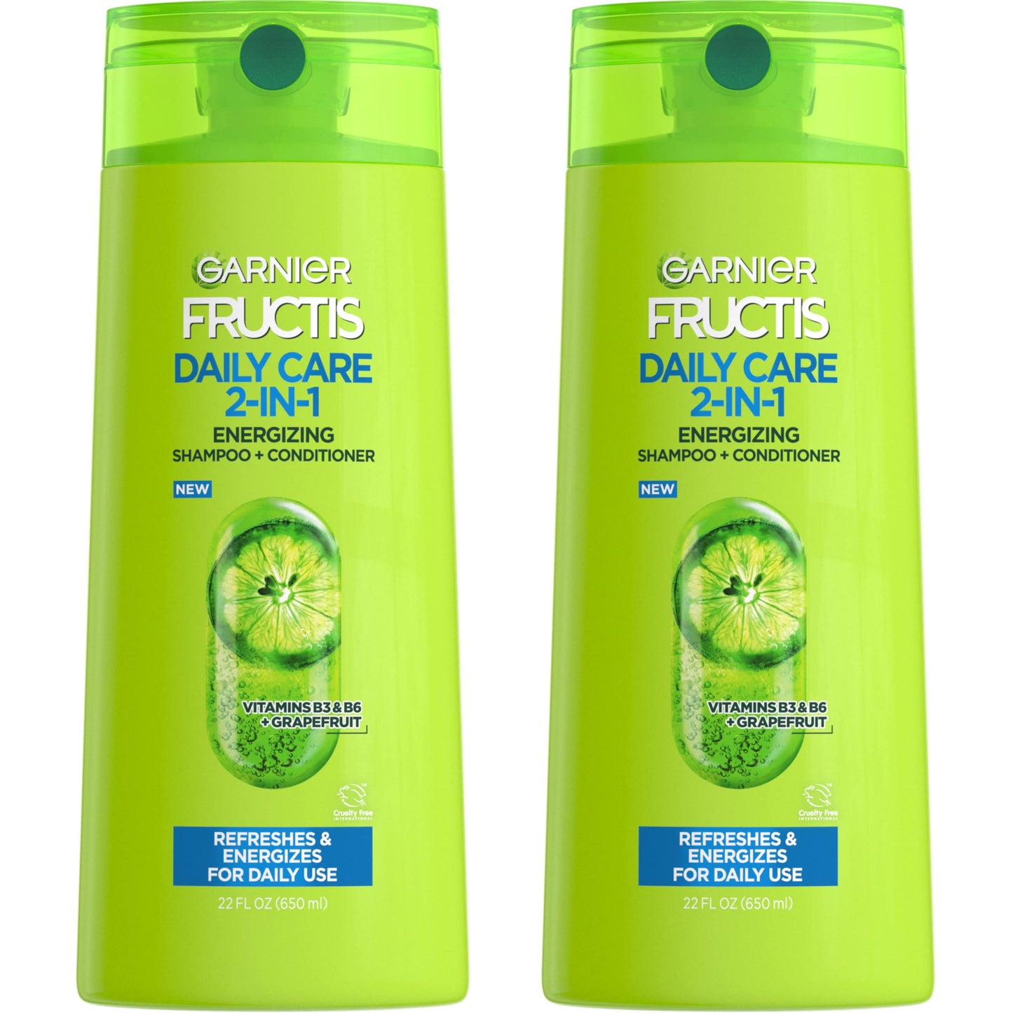 Garnier Fructis 2-in-1 Fortifying Shampoo & Conditioner, Strengthens & Softens Hair, Daily Vegan Hair Care for Men & Women, Paraben-Free, 22 Fl Oz, 2 Ct