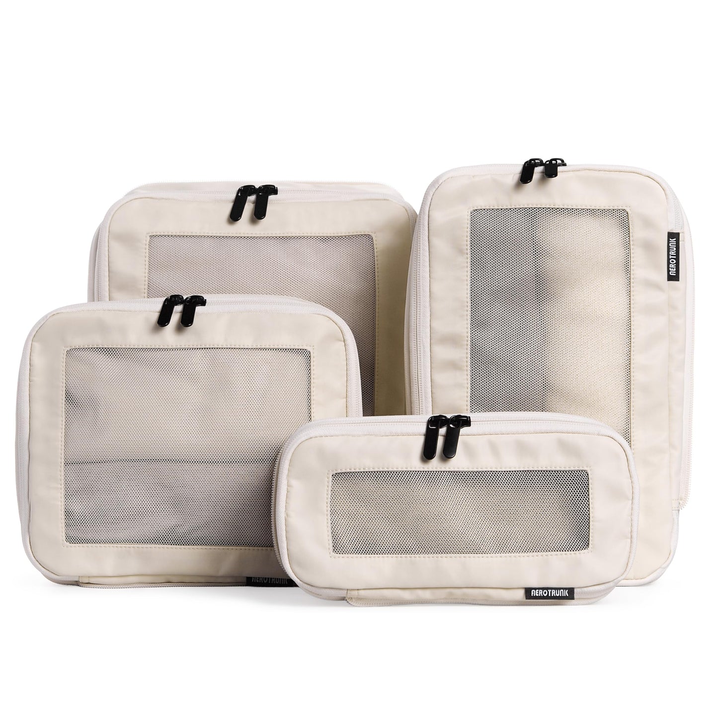 Aerotrunk Compression Packing Cubes 4-Pack – Double Zipper Luggage Organizer Bags for Travel Suitcases, Beige